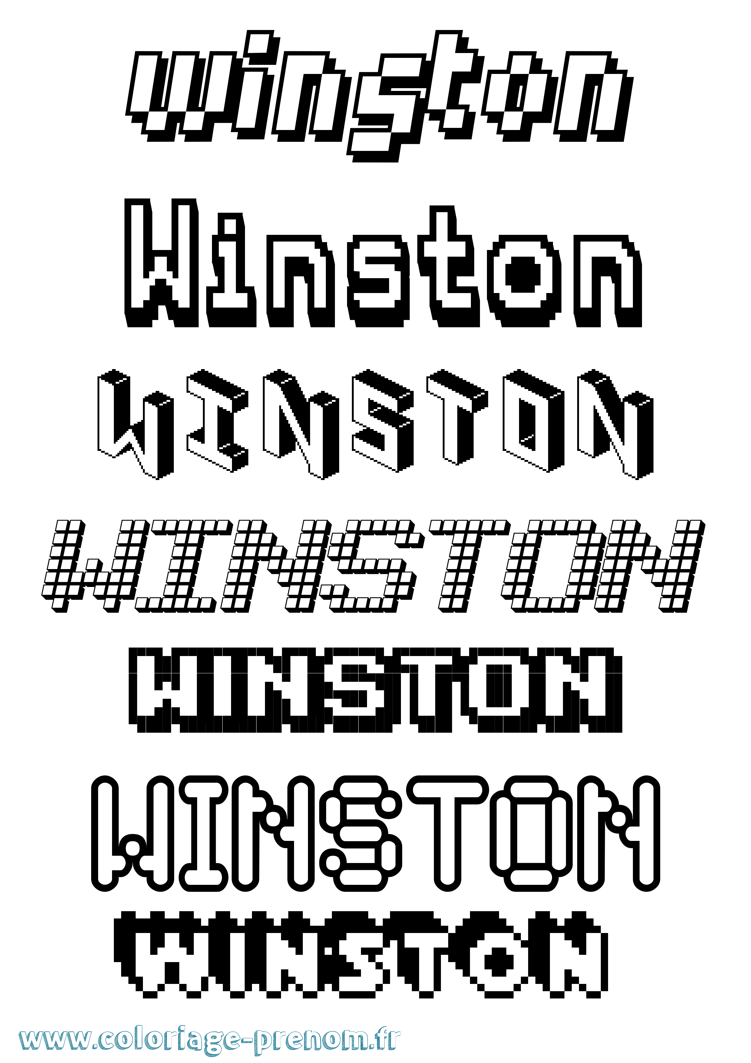 Coloriage Winston Pixel Coloriage prénom Winston Pixel