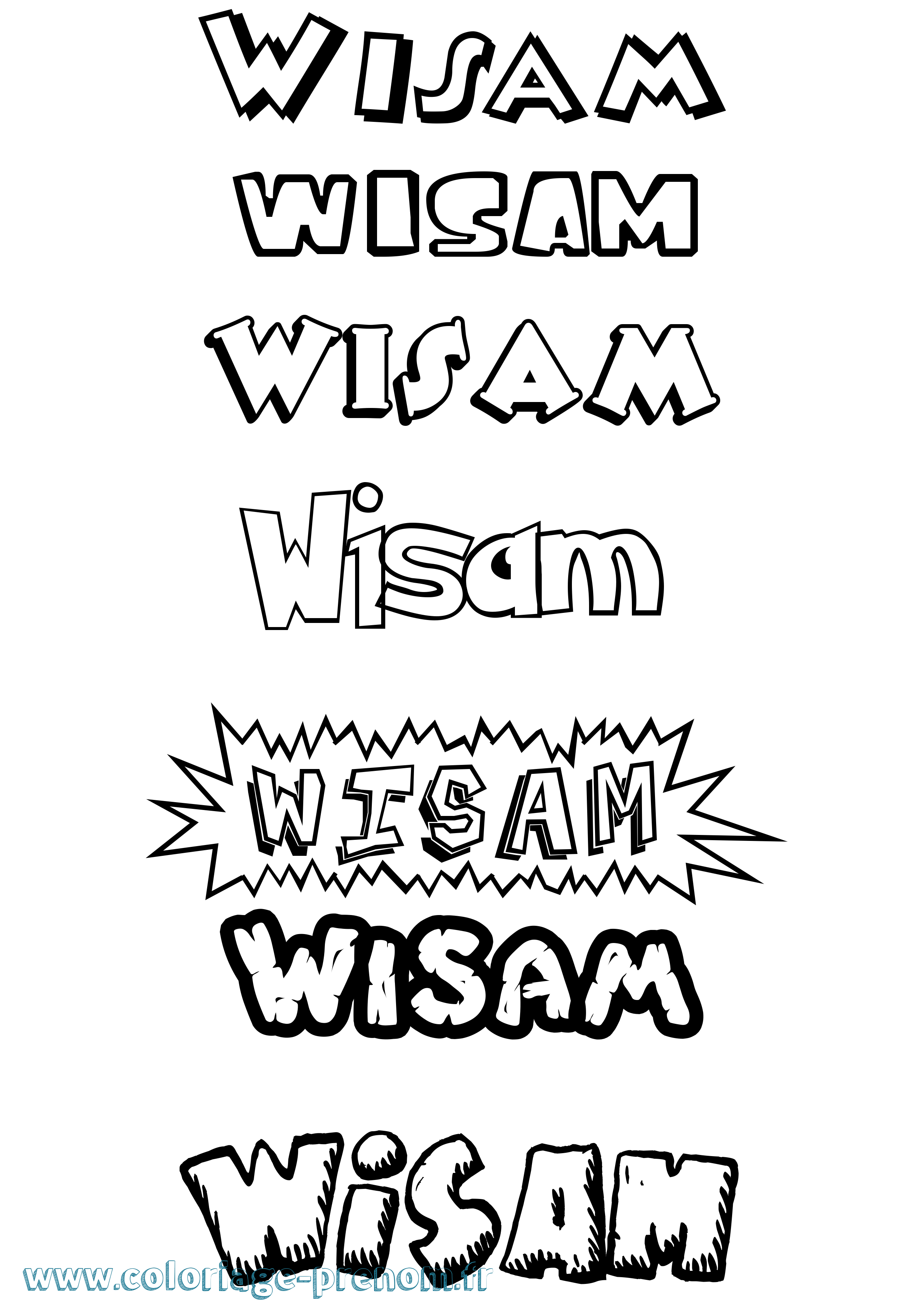 Coloriage Wisam Dessin Animé Coloriage prénom Wisam Dessin Animé