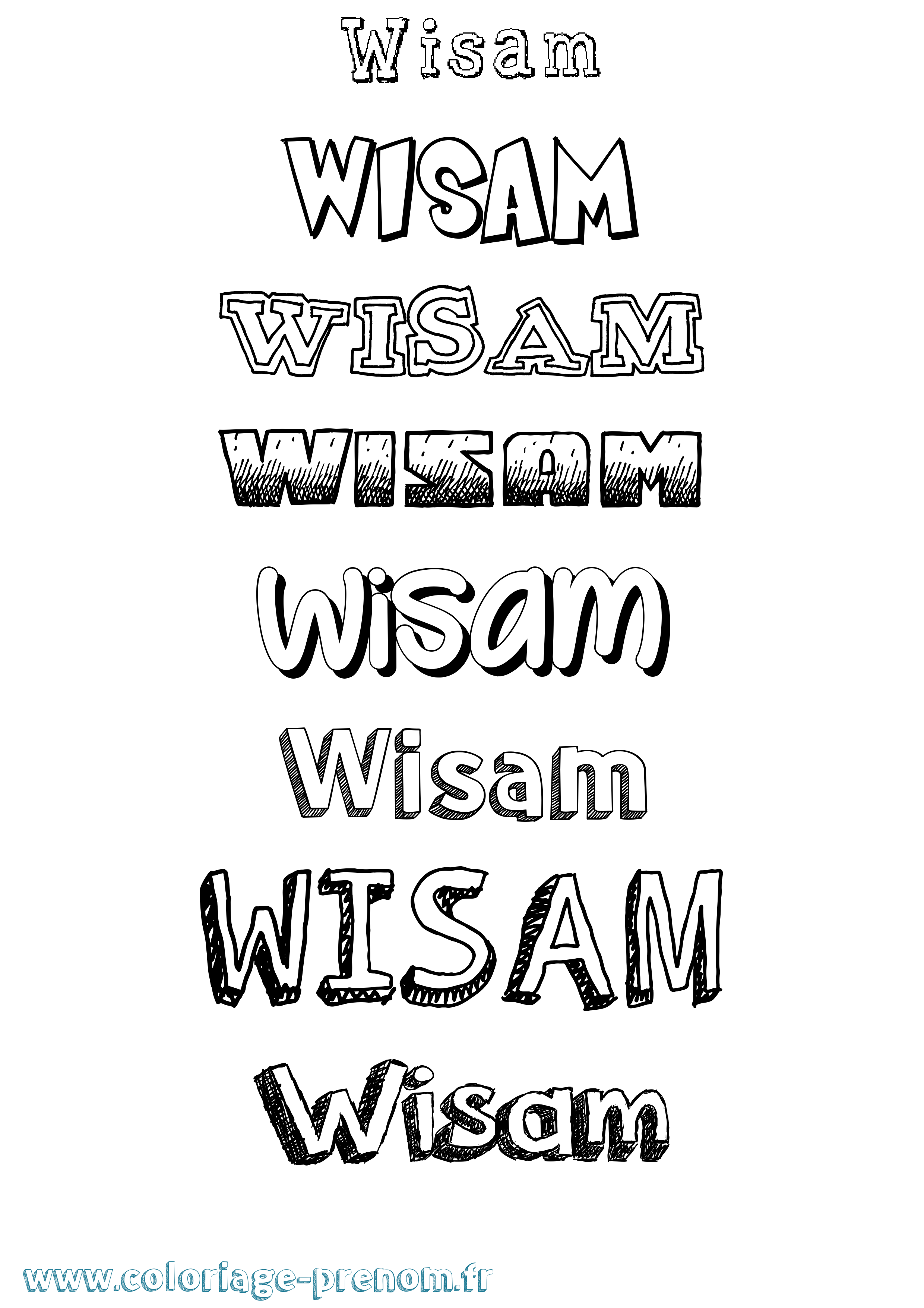 Coloriage Wisam Dessiné Coloriage prénom Wisam Dessiné