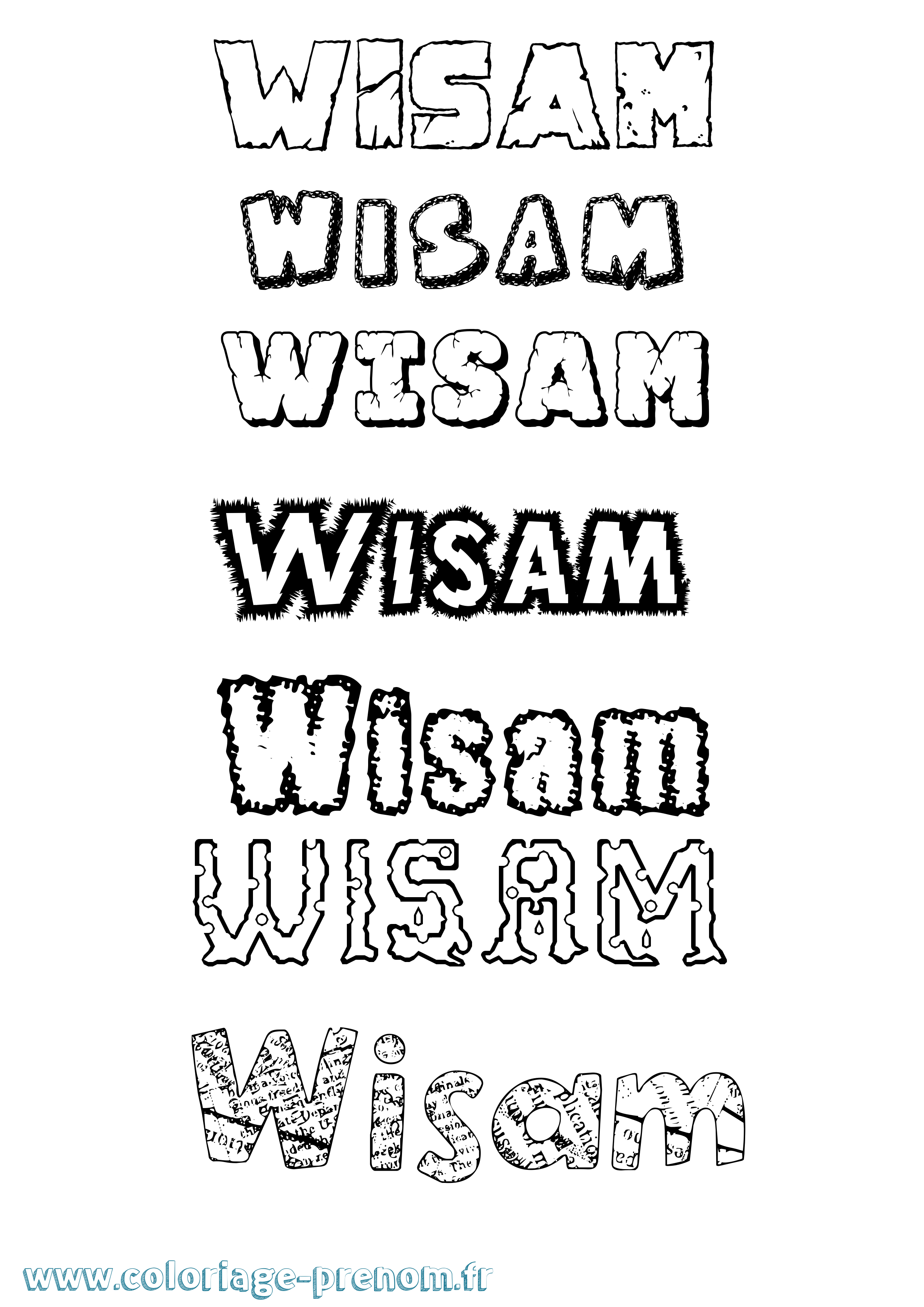 Coloriage Wisam Destructuré Coloriage prénom Wisam Destructuré