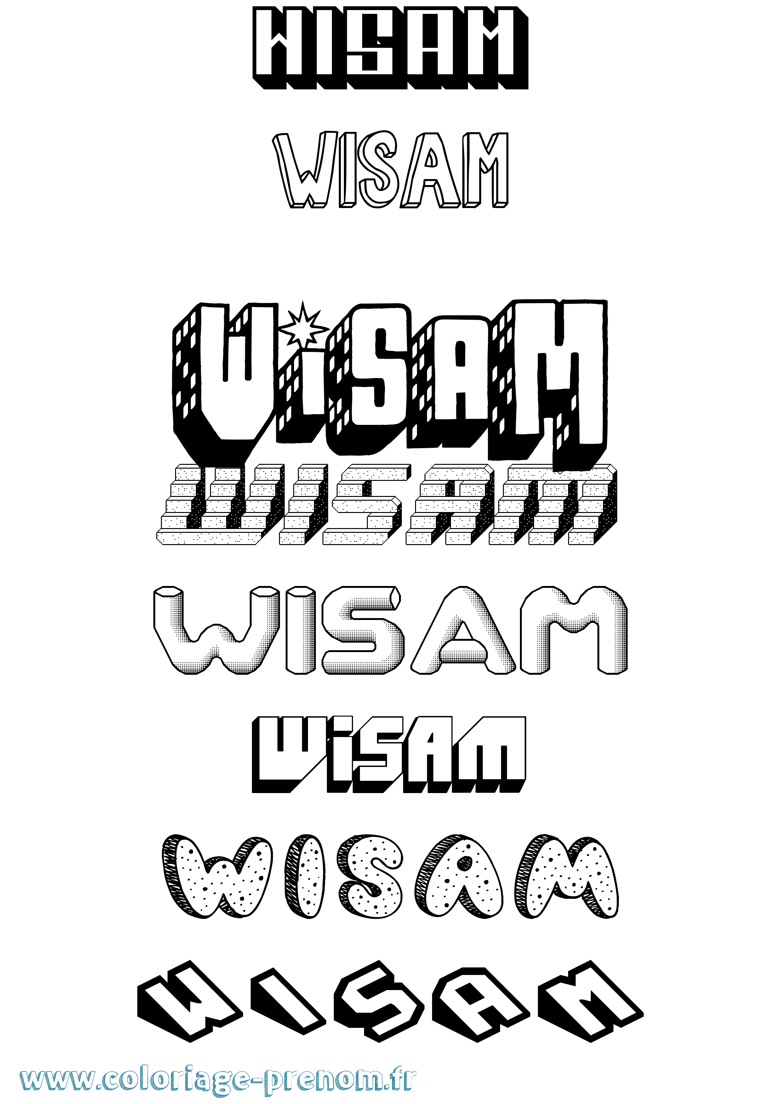 Coloriage Wisam Effet 3D Coloriage prénom Wisam Effet 3D