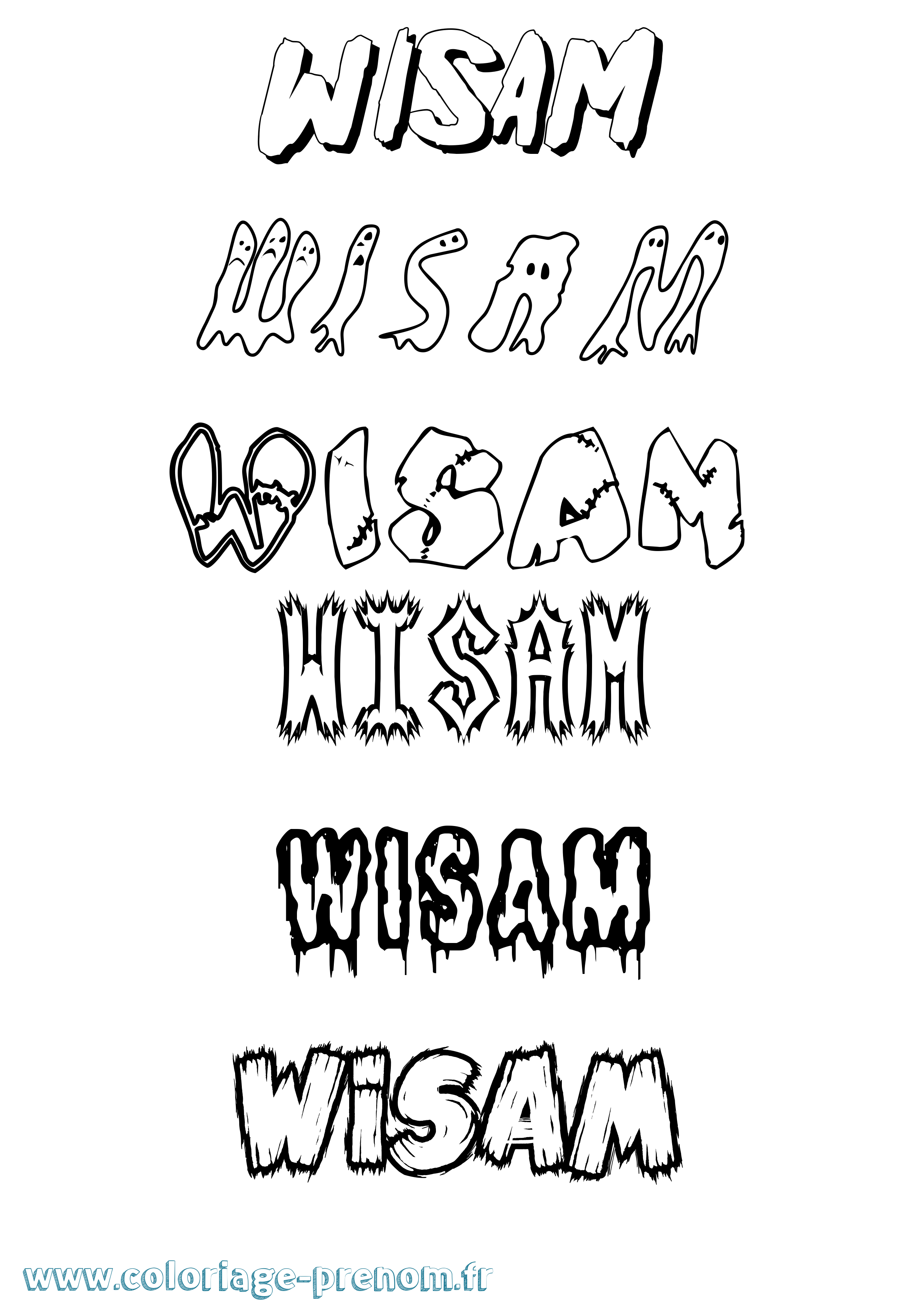 Coloriage Wisam Frisson Coloriage prénom Wisam Frisson