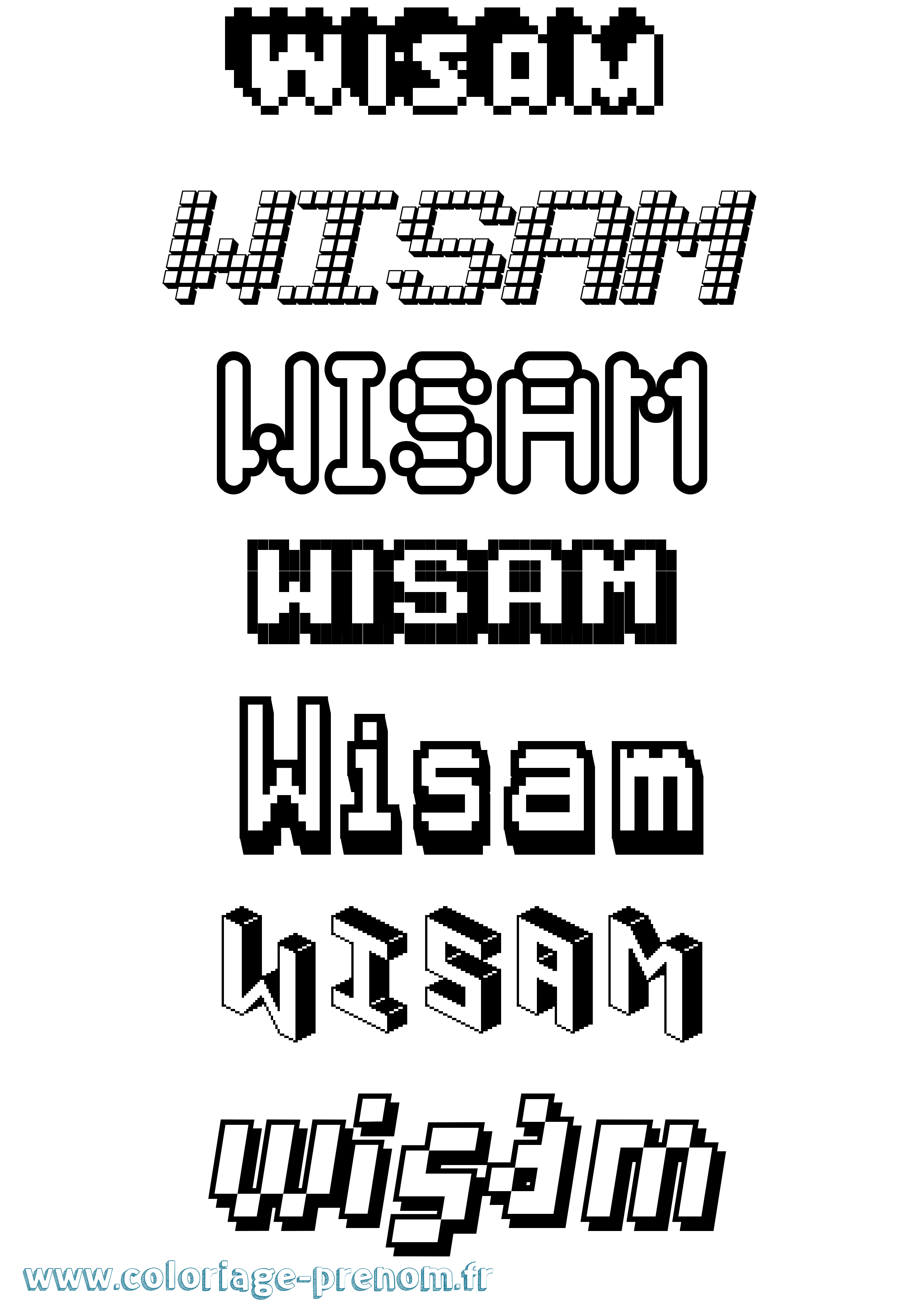 Coloriage Wisam Pixel Coloriage prénom Wisam Pixel