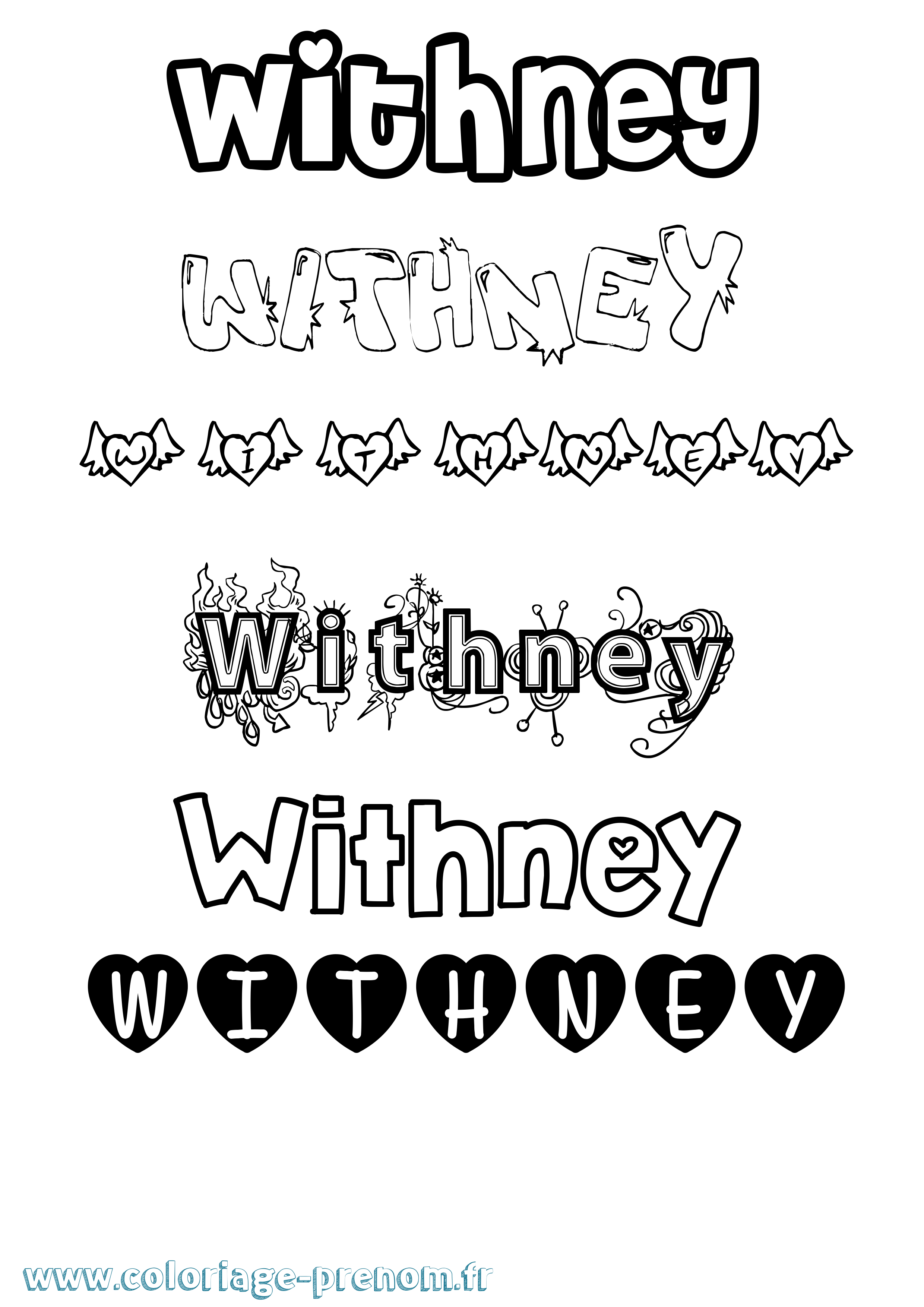 Coloriage Withney Girly Coloriage prénom Withney Girly