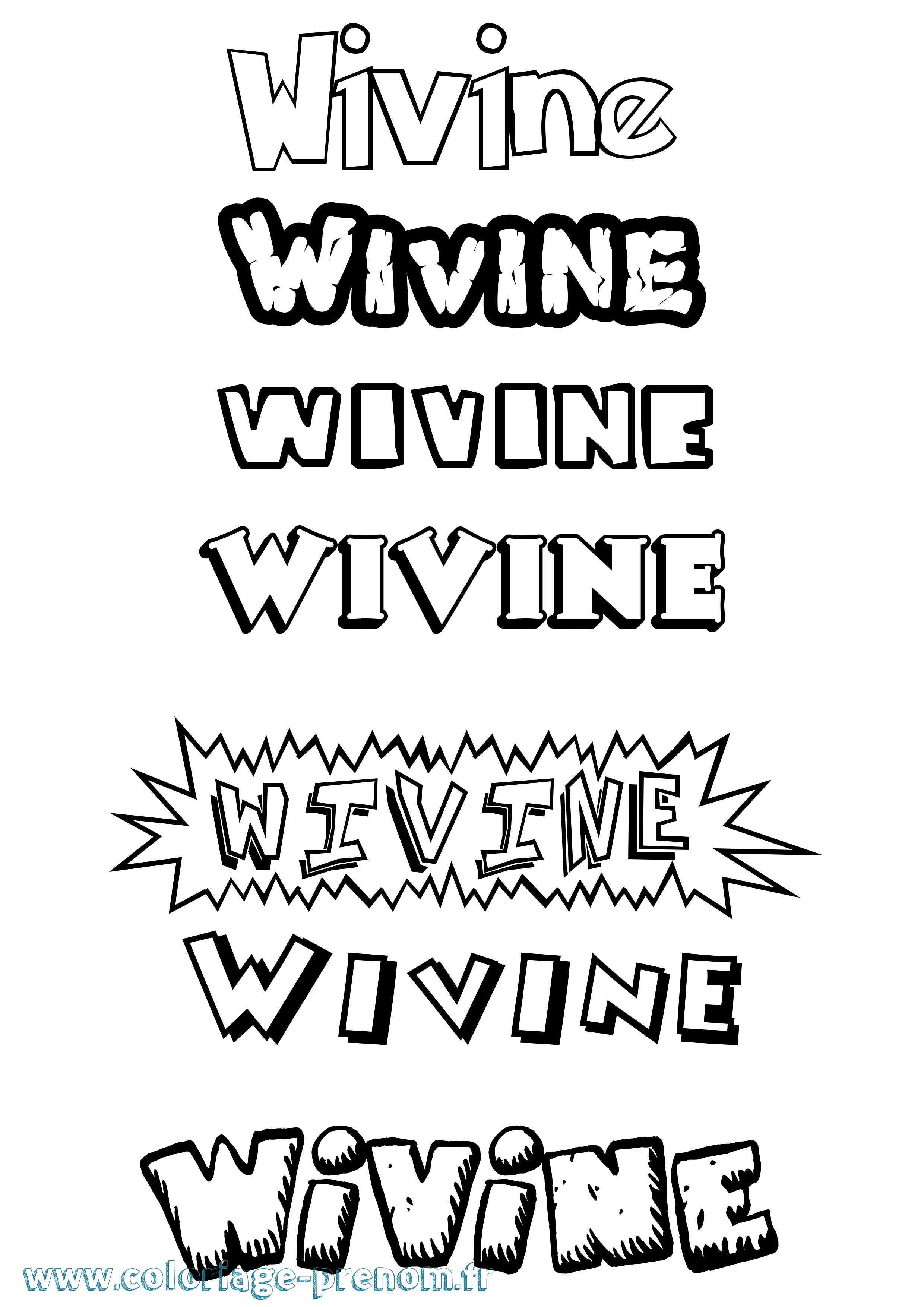 Coloriage Wivine Dessin Animé Coloriage prénom Wivine Dessin Animé