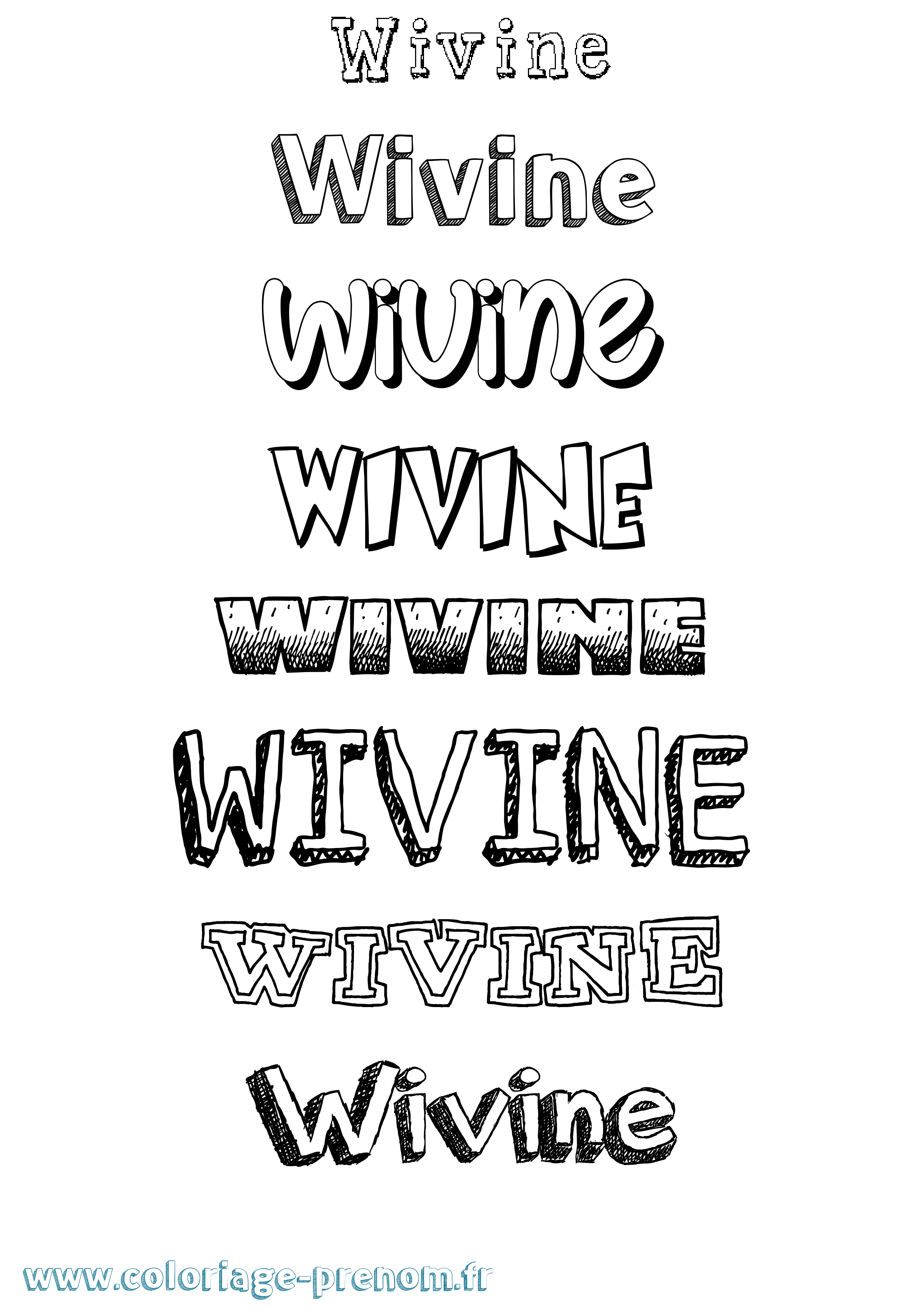 Coloriage Wivine Dessiné Coloriage prénom Wivine Dessiné