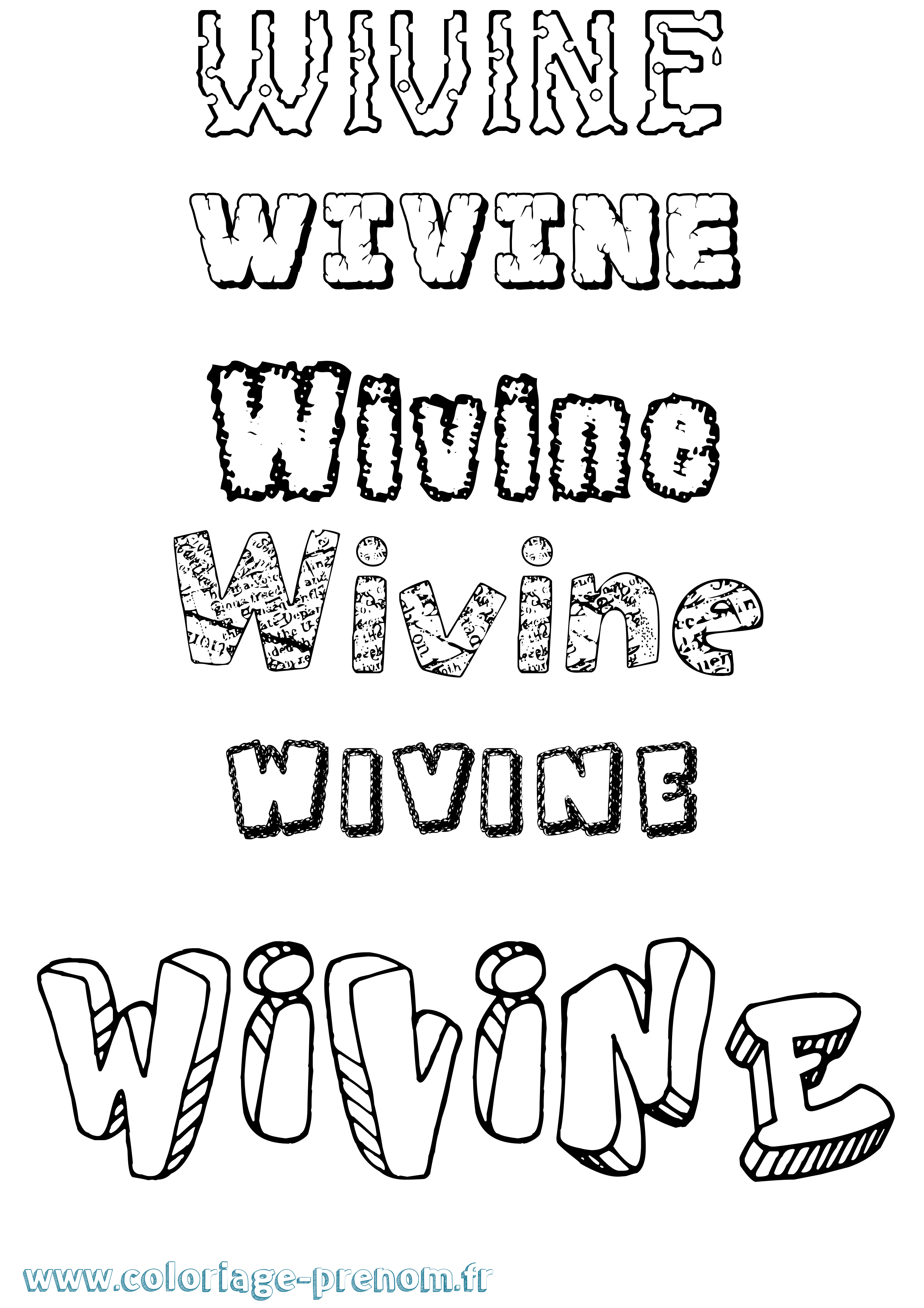 Coloriage Wivine Destructuré Coloriage prénom Wivine Destructuré