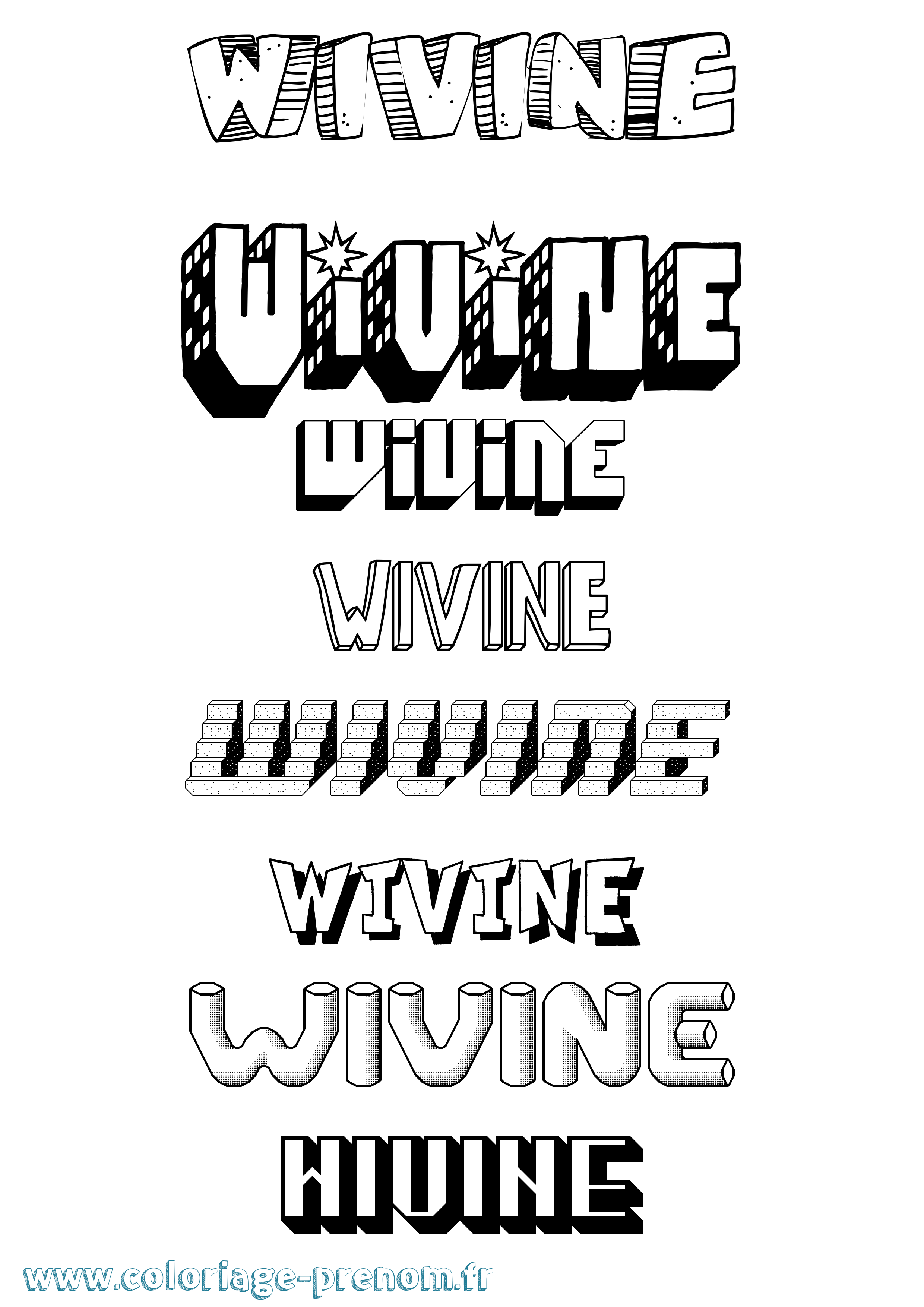 Coloriage Wivine Effet 3D Coloriage prénom Wivine Effet 3D