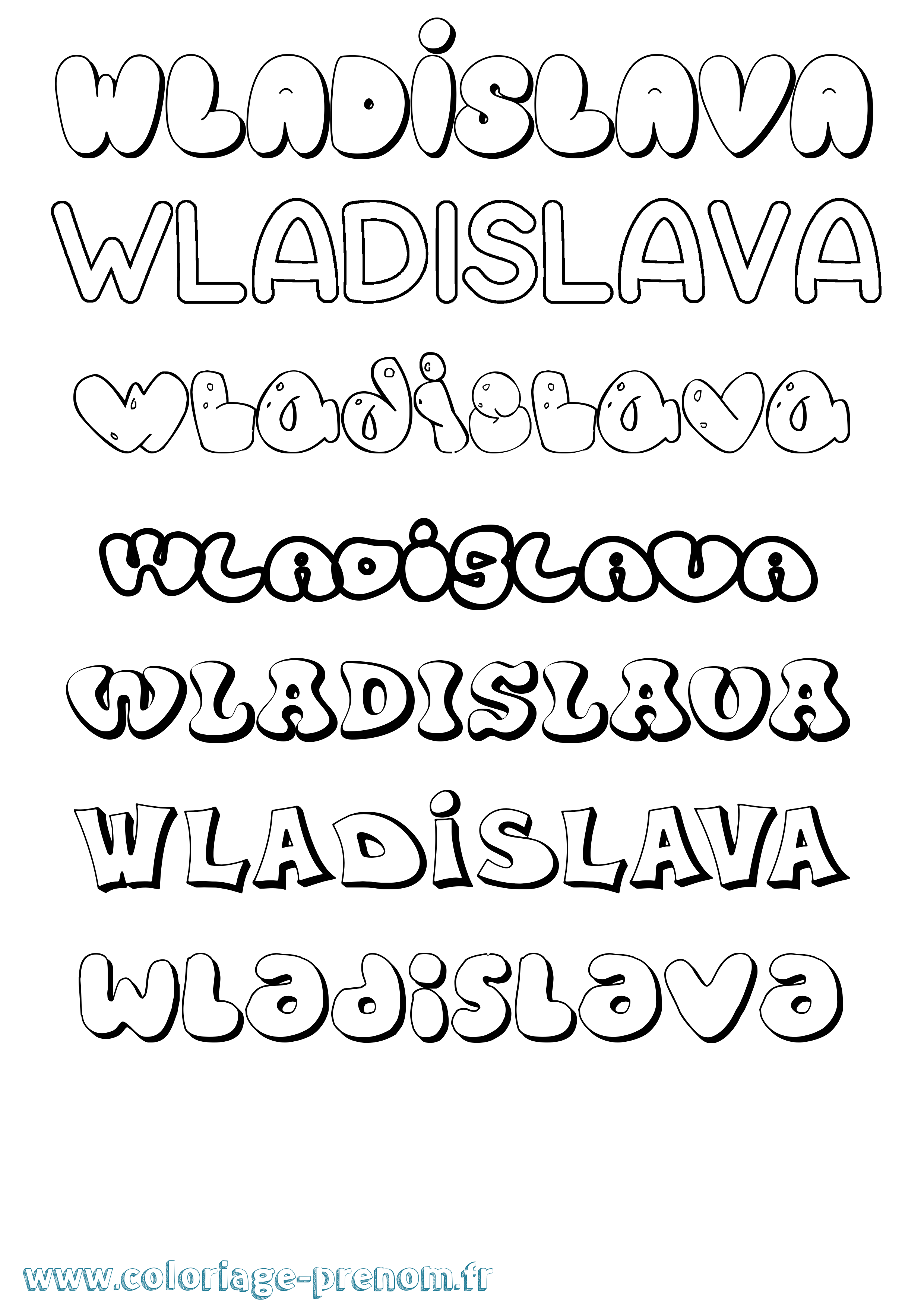 Coloriage Wladislava Bubble Coloriage prénom Wladislava Bubble
