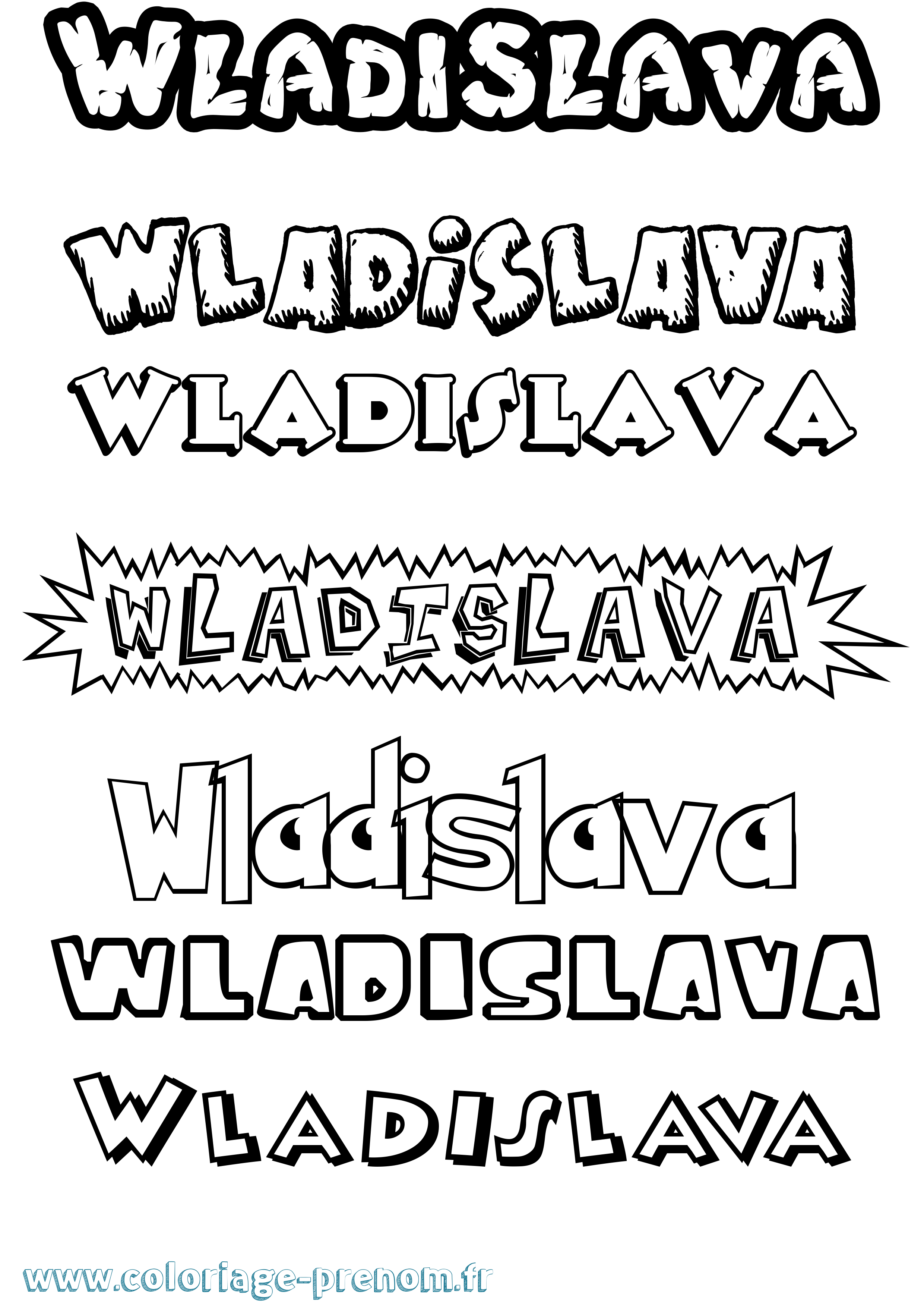 Coloriage Wladislava Dessin Animé Coloriage prénom Wladislava Dessin Animé