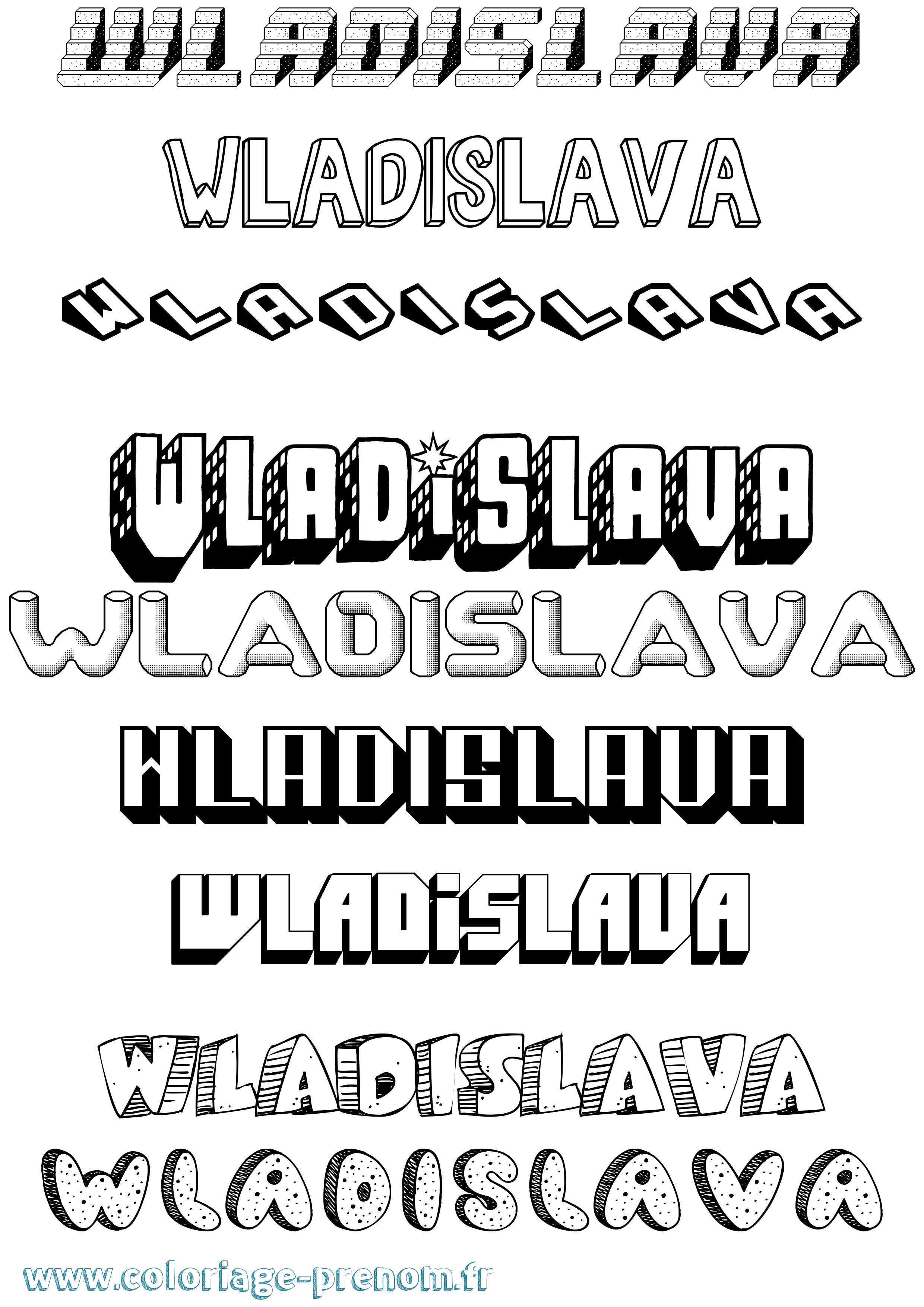 Coloriage Wladislava Effet 3D Coloriage prénom Wladislava Effet 3D