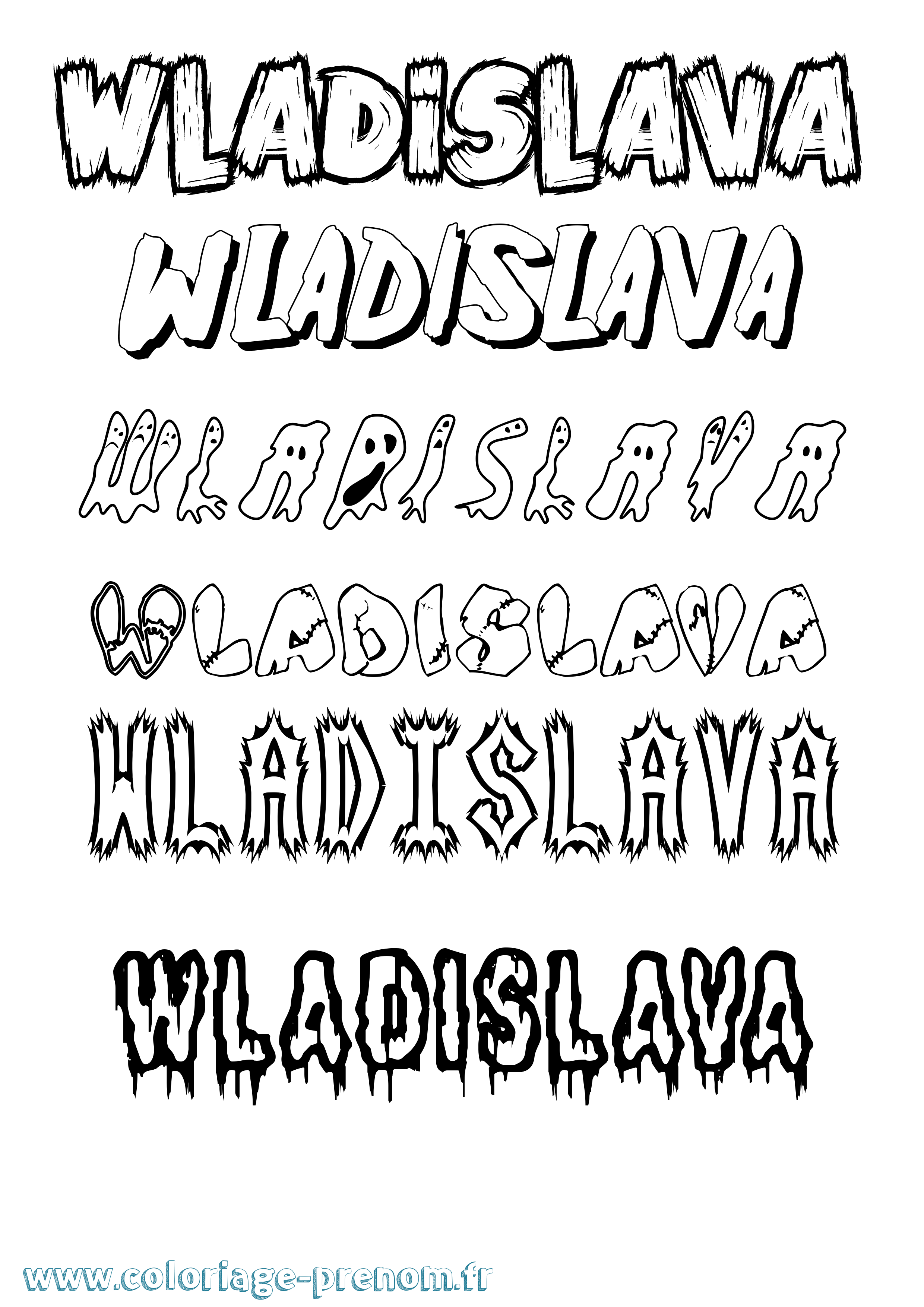 Coloriage Wladislava Frisson Coloriage prénom Wladislava Frisson