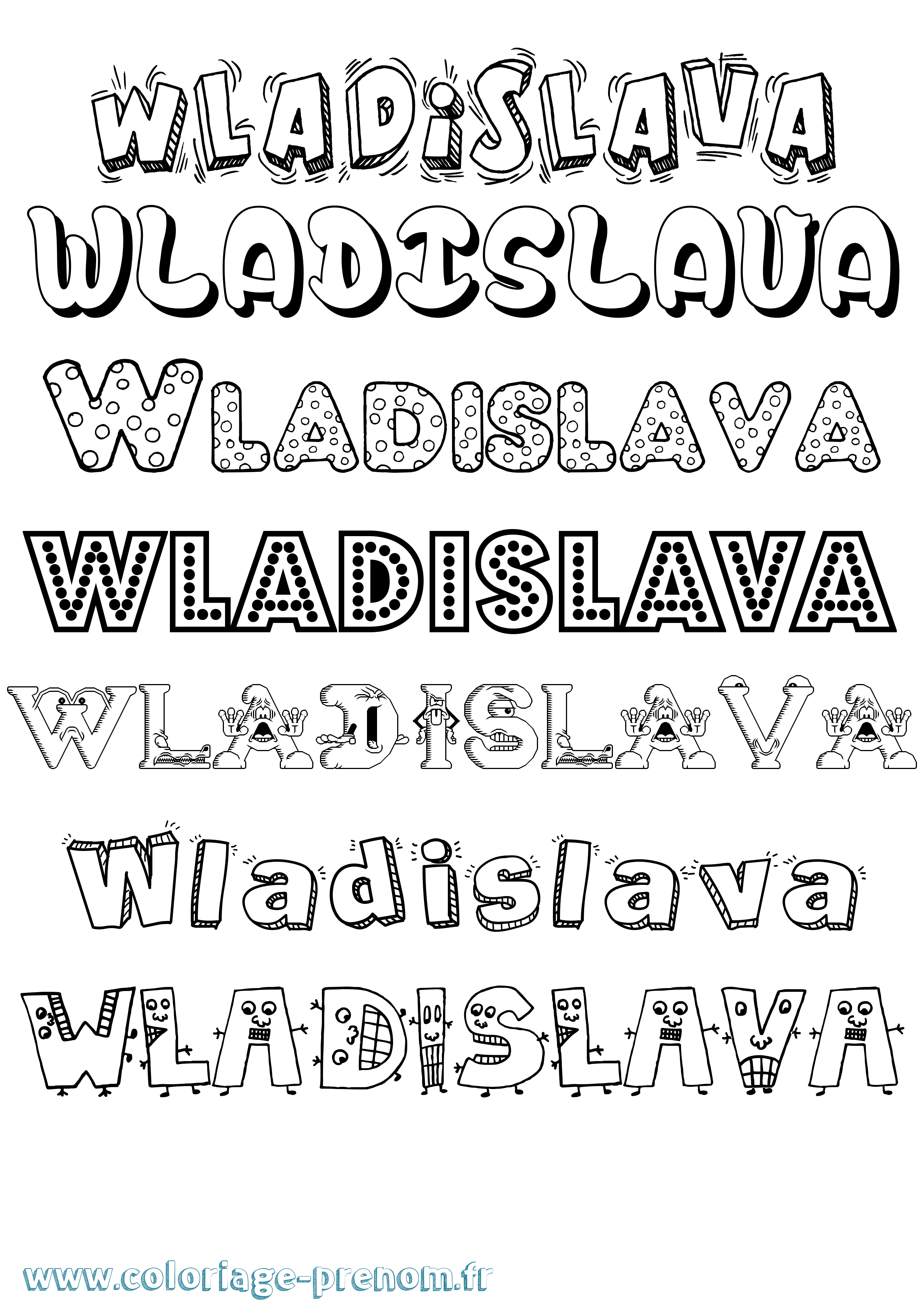 Coloriage Wladislava Fun Coloriage prénom Wladislava Fun