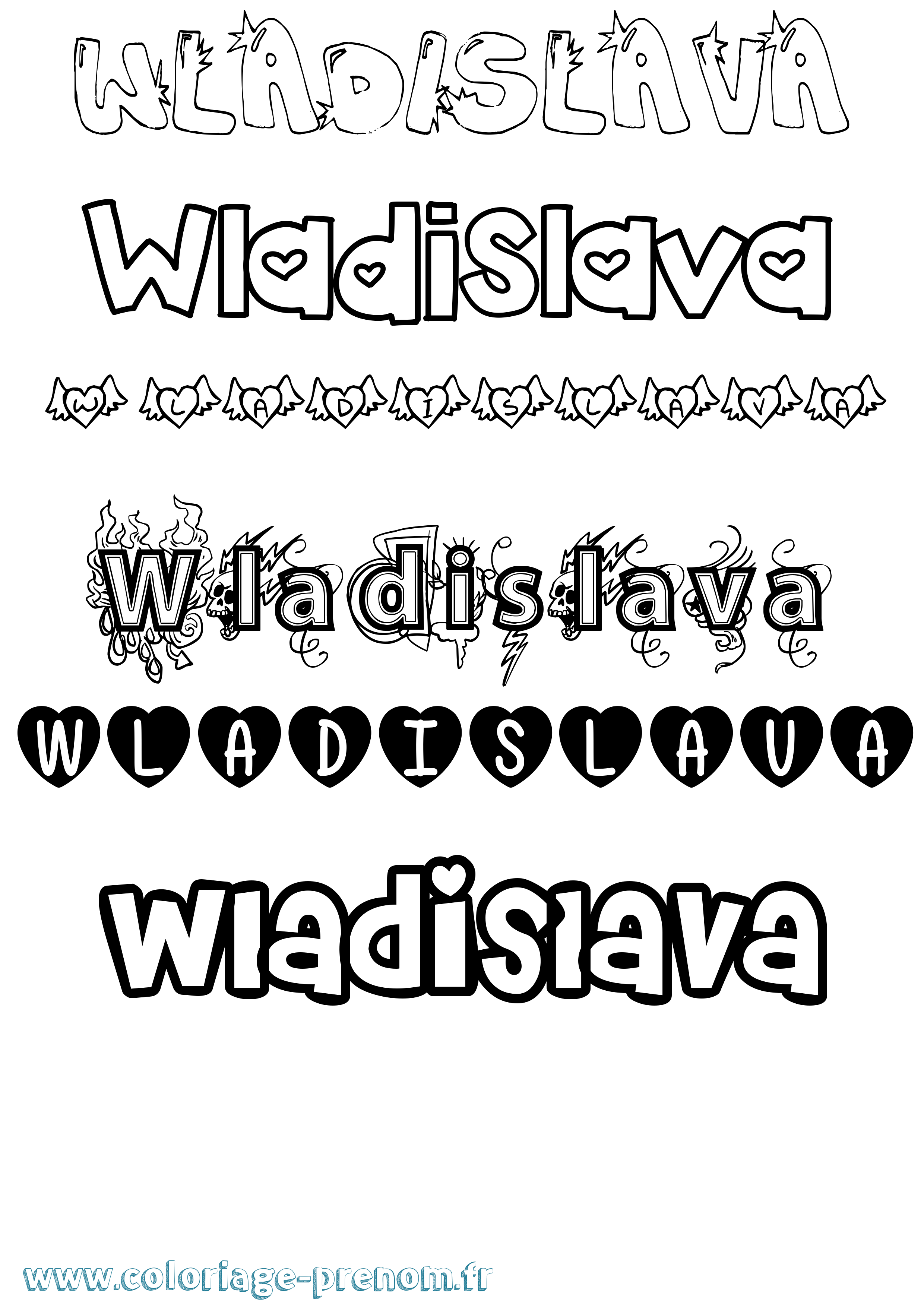 Coloriage Wladislava Girly Coloriage prénom Wladislava Girly