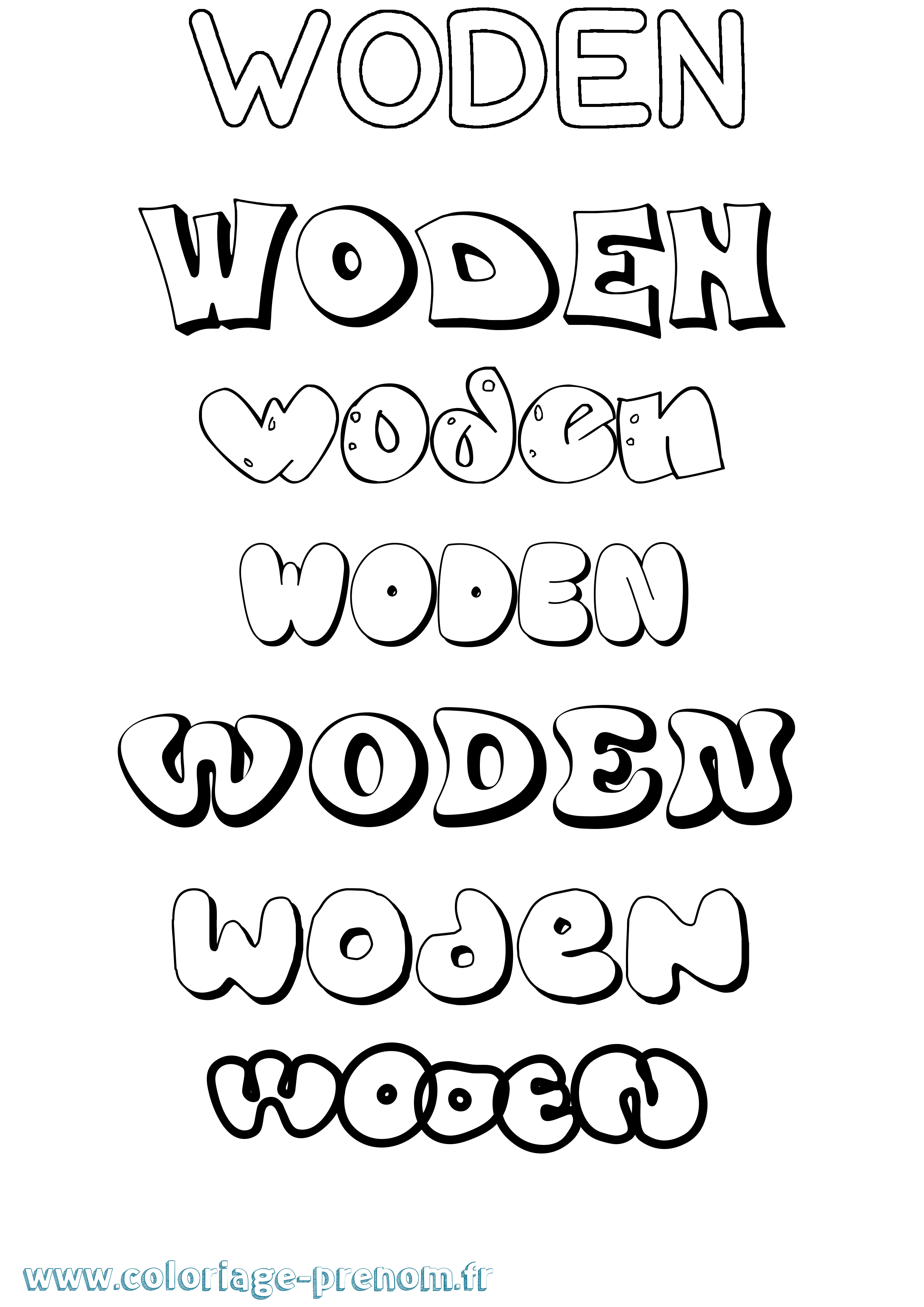 Coloriage Woden Bubble Coloriage prénom Woden Bubble