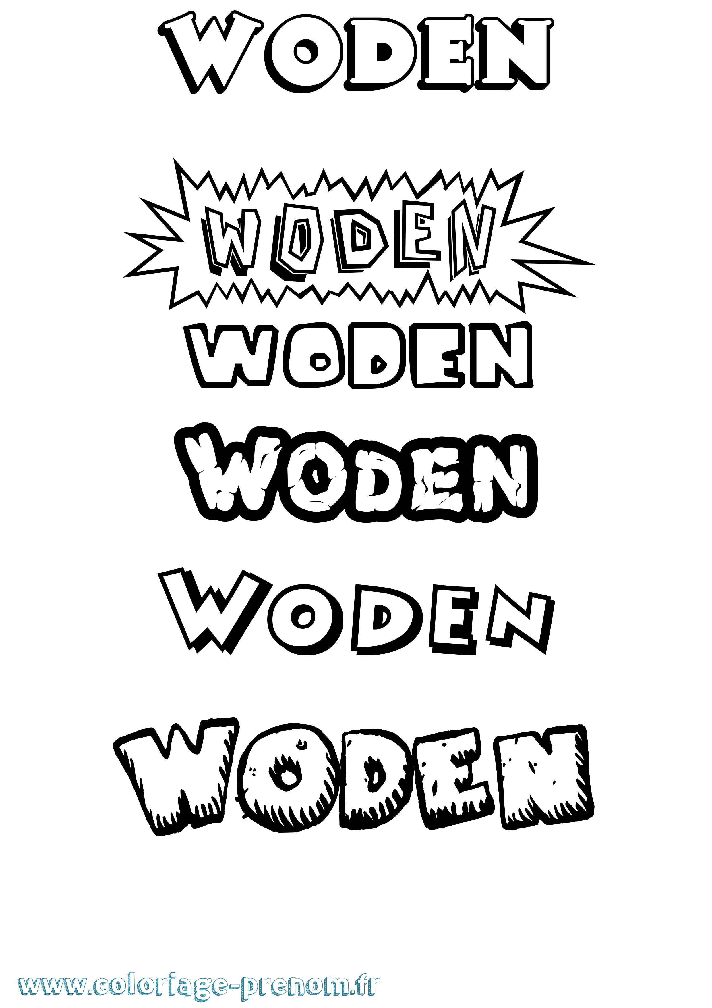 Coloriage Woden Dessin Animé Coloriage prénom Woden Dessin Animé
