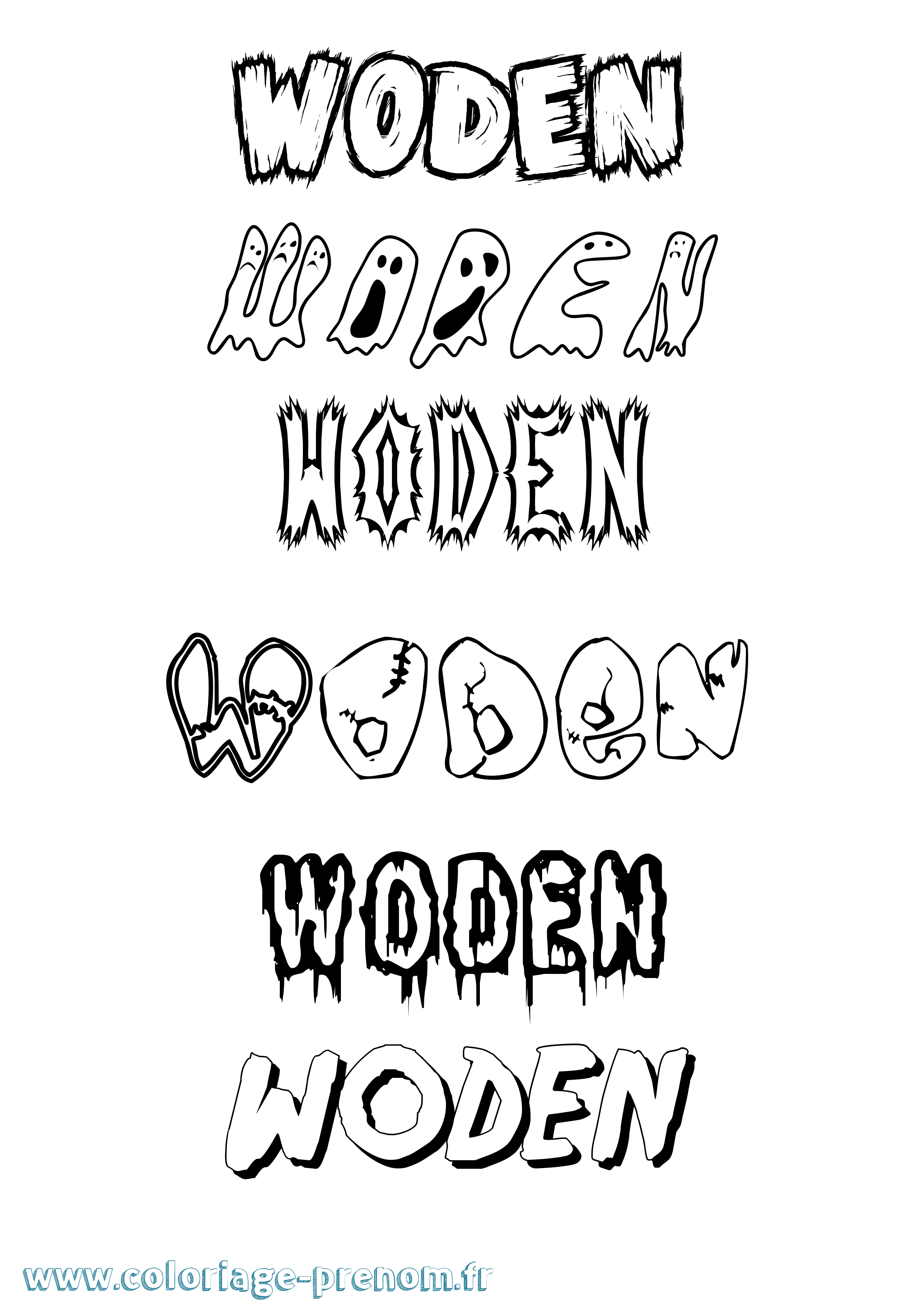Coloriage Woden Frisson Coloriage prénom Woden Frisson