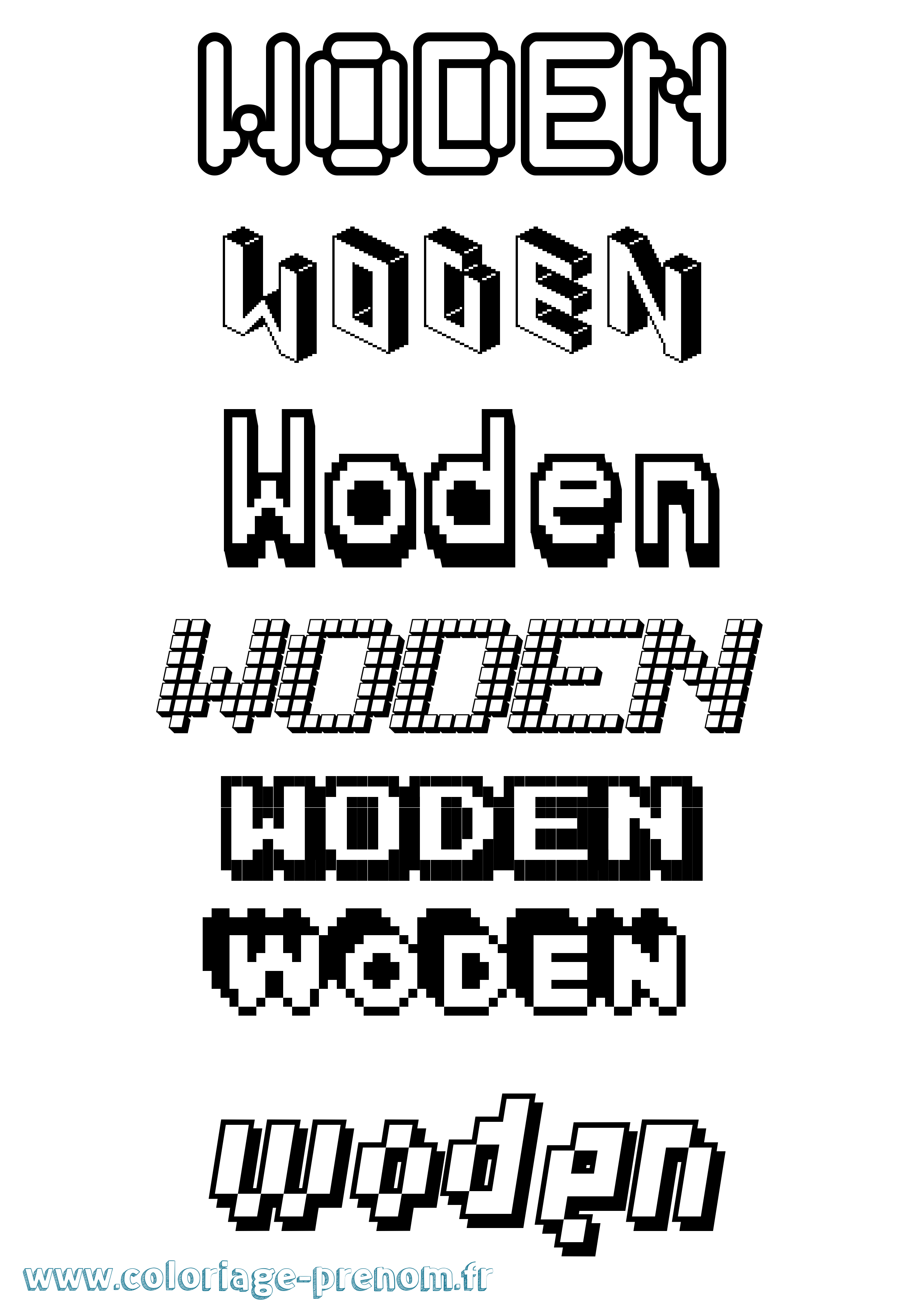 Coloriage Woden Pixel Coloriage prénom Woden Pixel