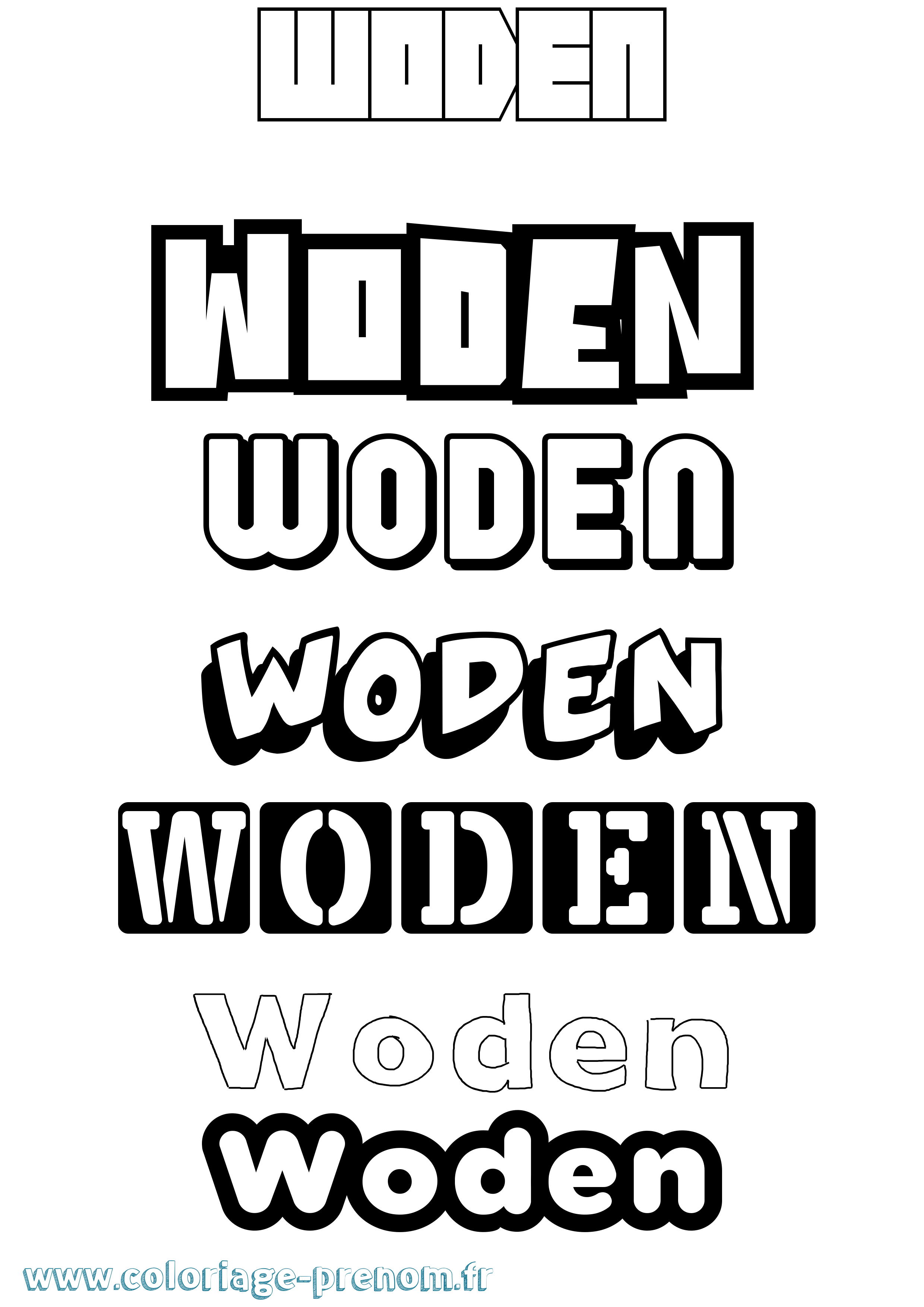 Coloriage Woden Simple Coloriage prénom Woden Simple