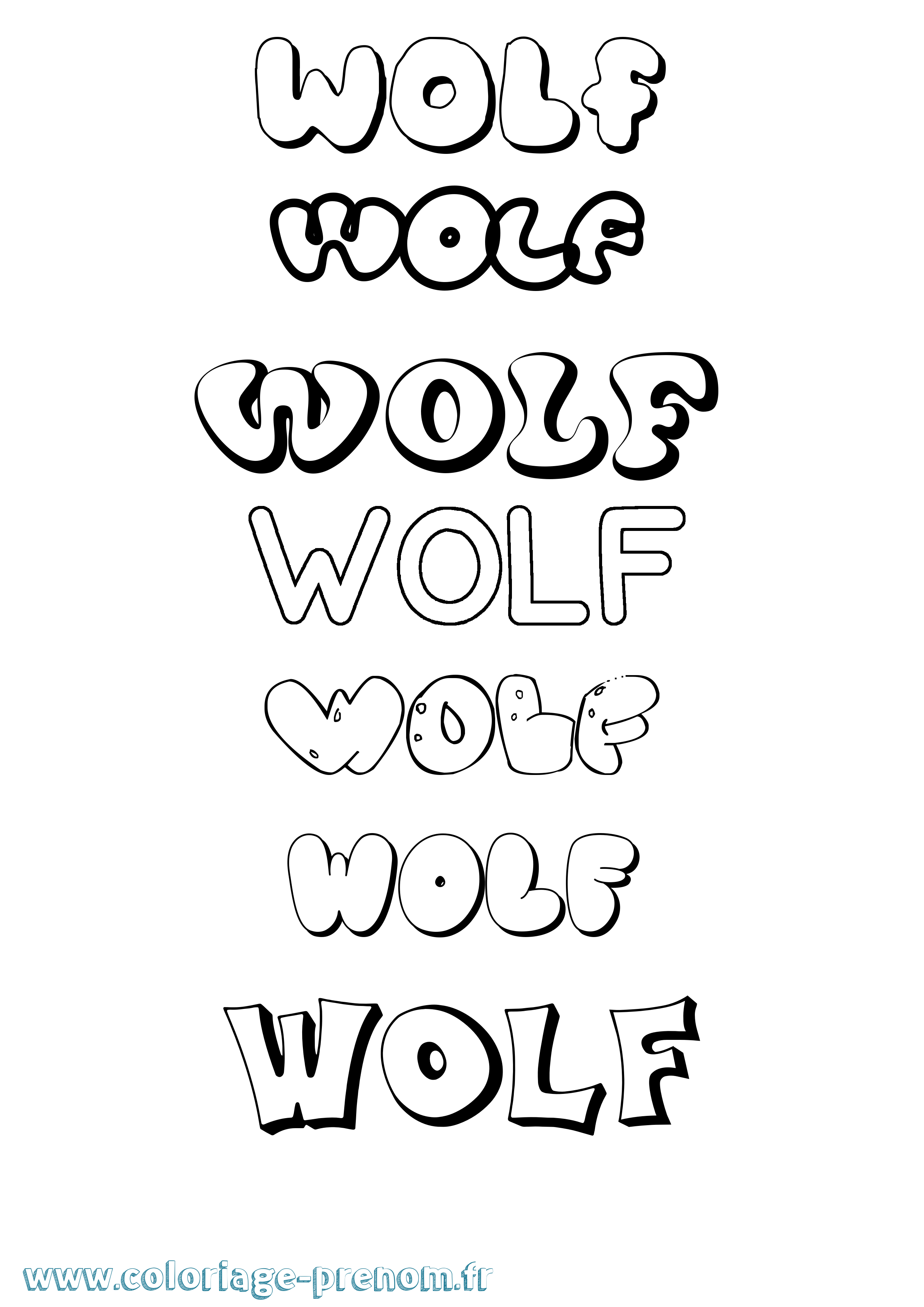 Coloriage Wolf Bubble Coloriage prénom Wolf Bubble