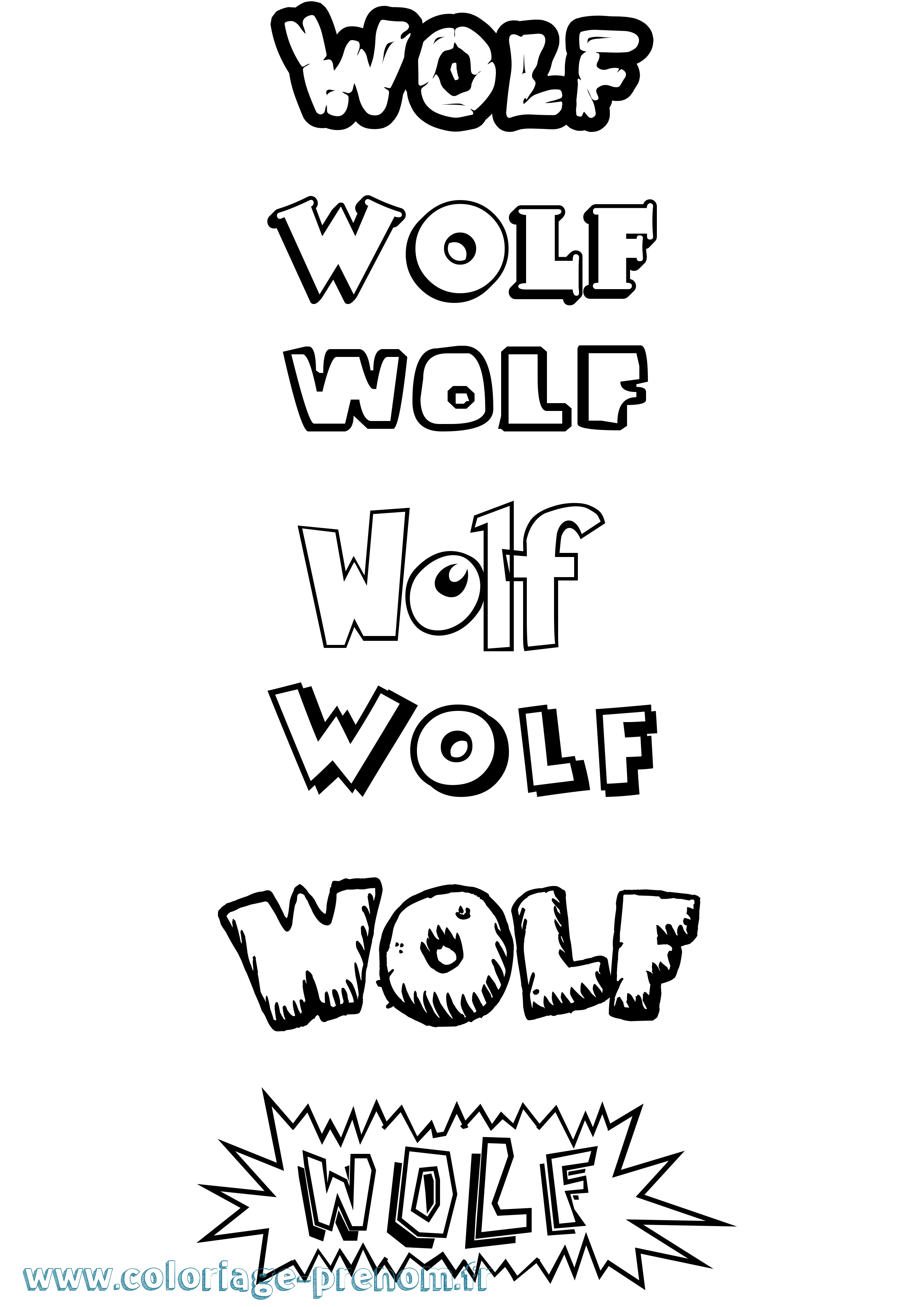 Coloriage Wolf Dessin Animé Coloriage prénom Wolf Dessin Animé