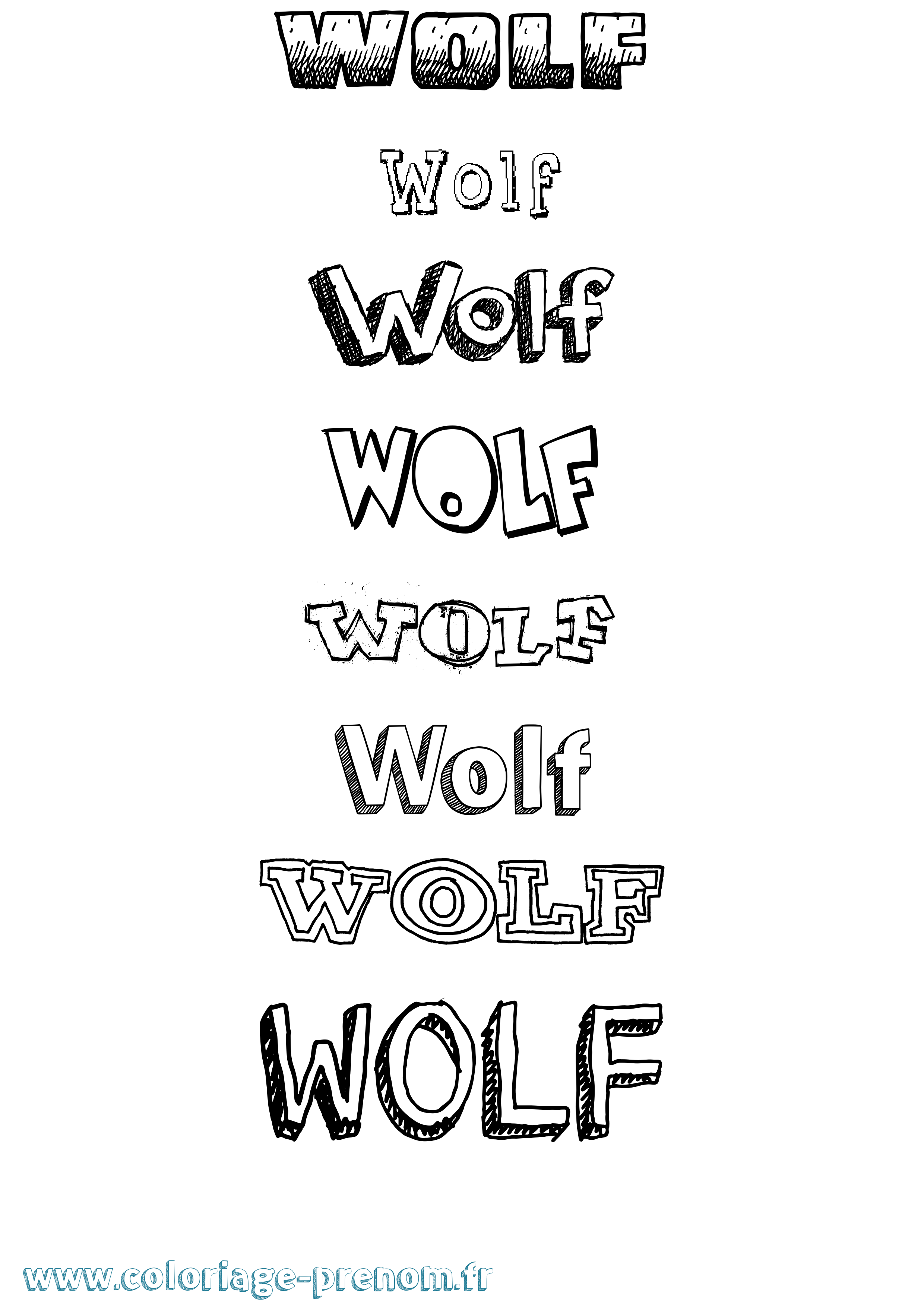 Coloriage Wolf Dessiné Coloriage prénom Wolf Dessiné