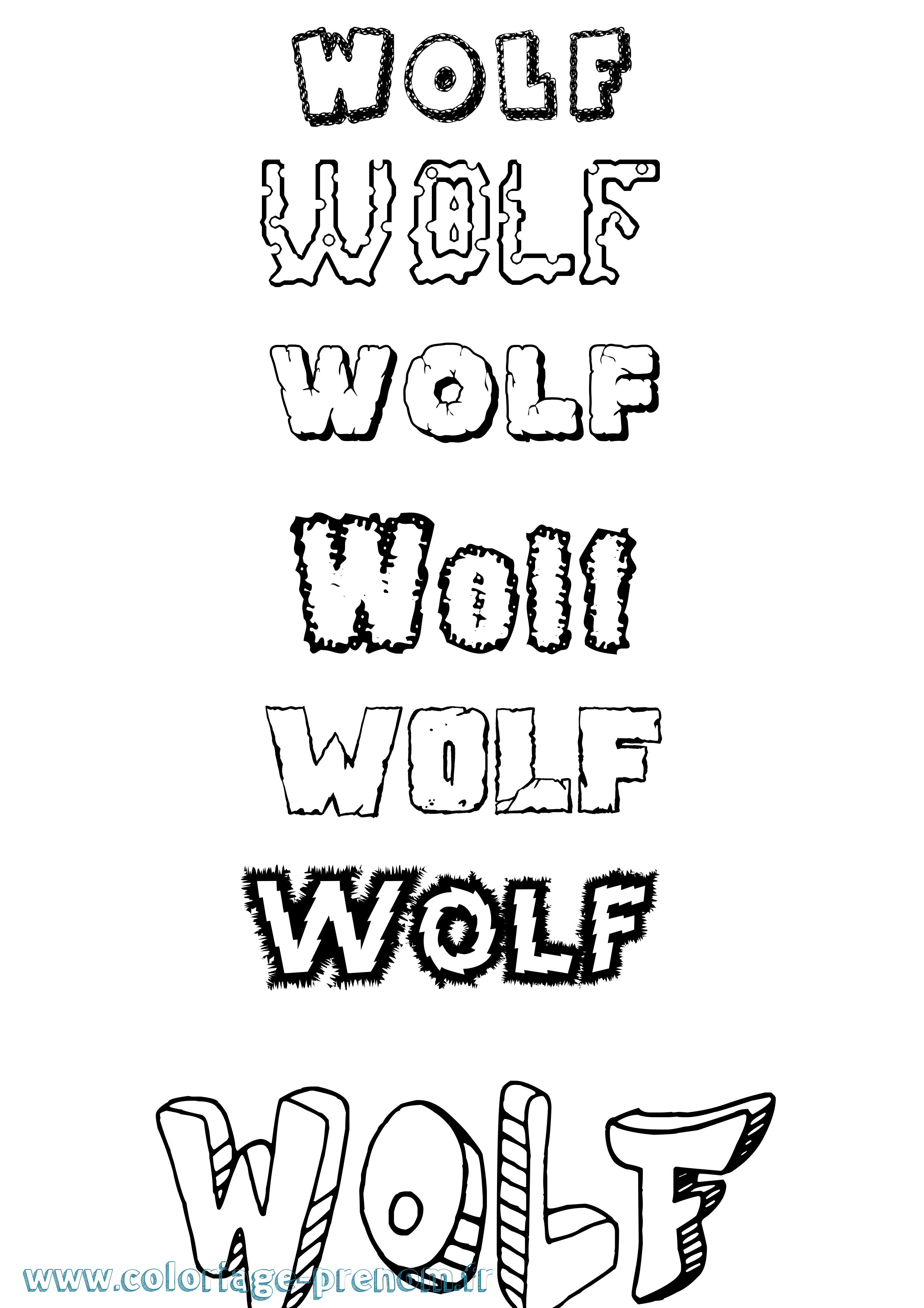 Coloriage Wolf Destructuré Coloriage prénom Wolf Destructuré
