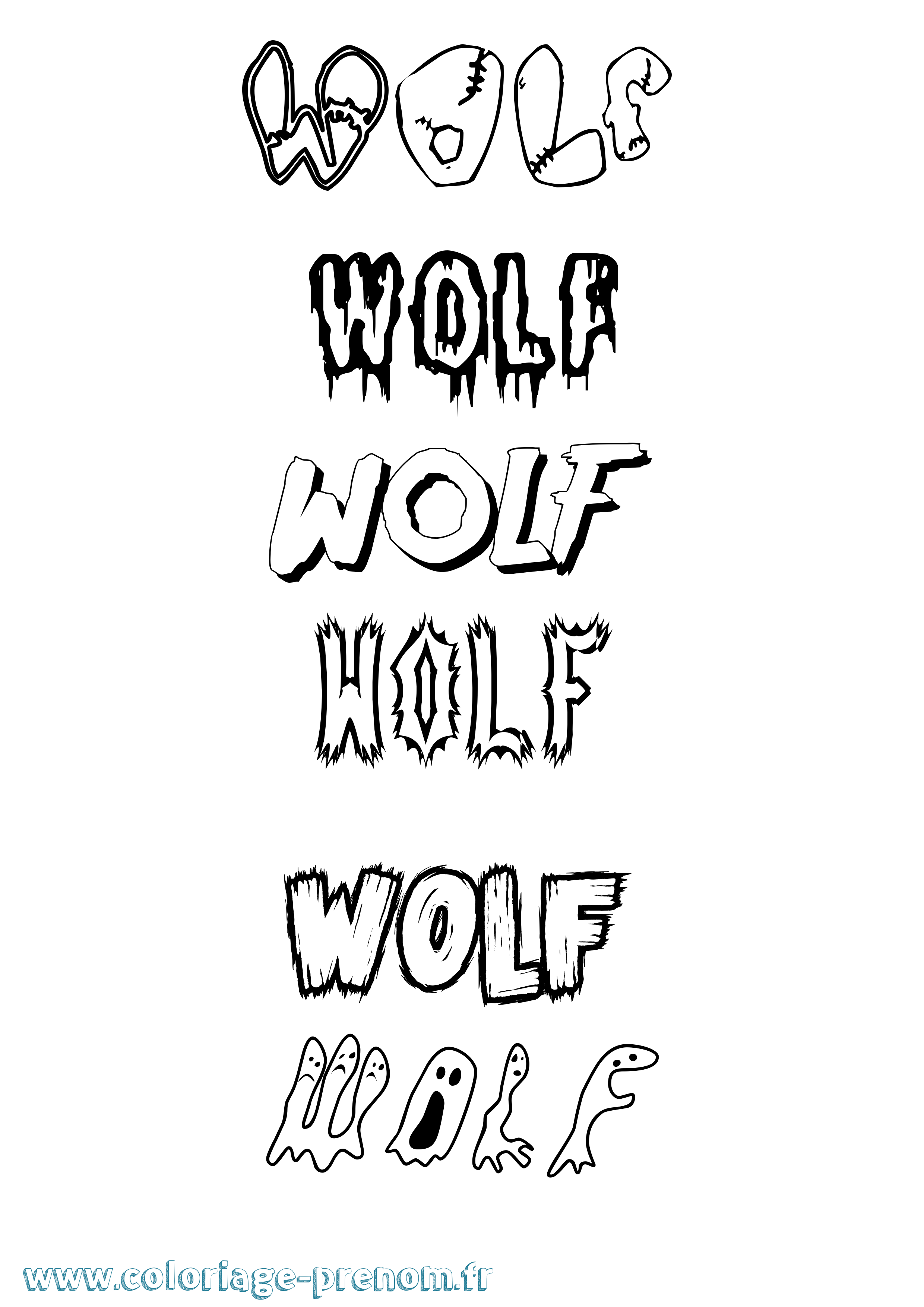 Coloriage Wolf Frisson Coloriage prénom Wolf Frisson