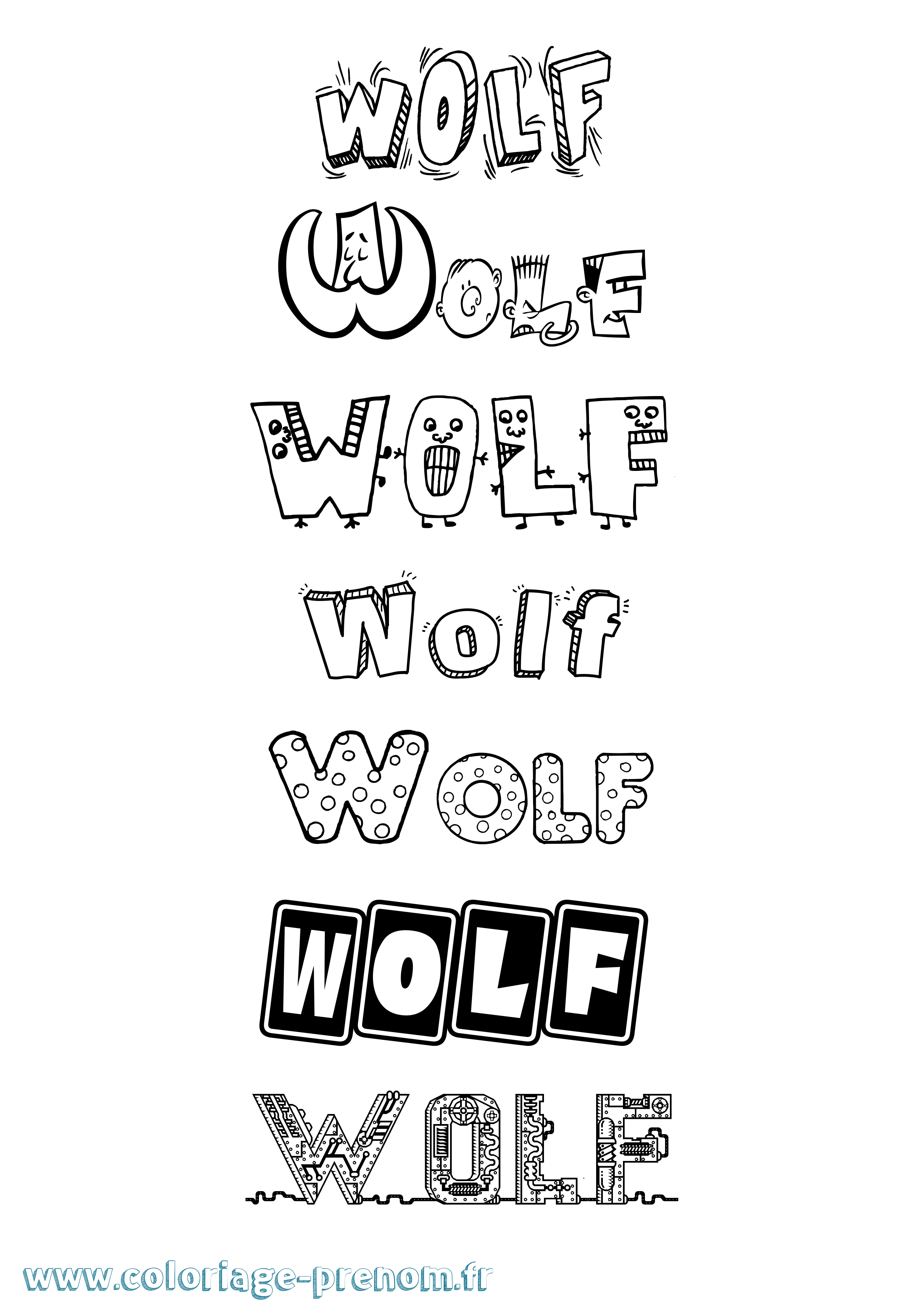 Coloriage Wolf Fun Coloriage prénom Wolf Fun
