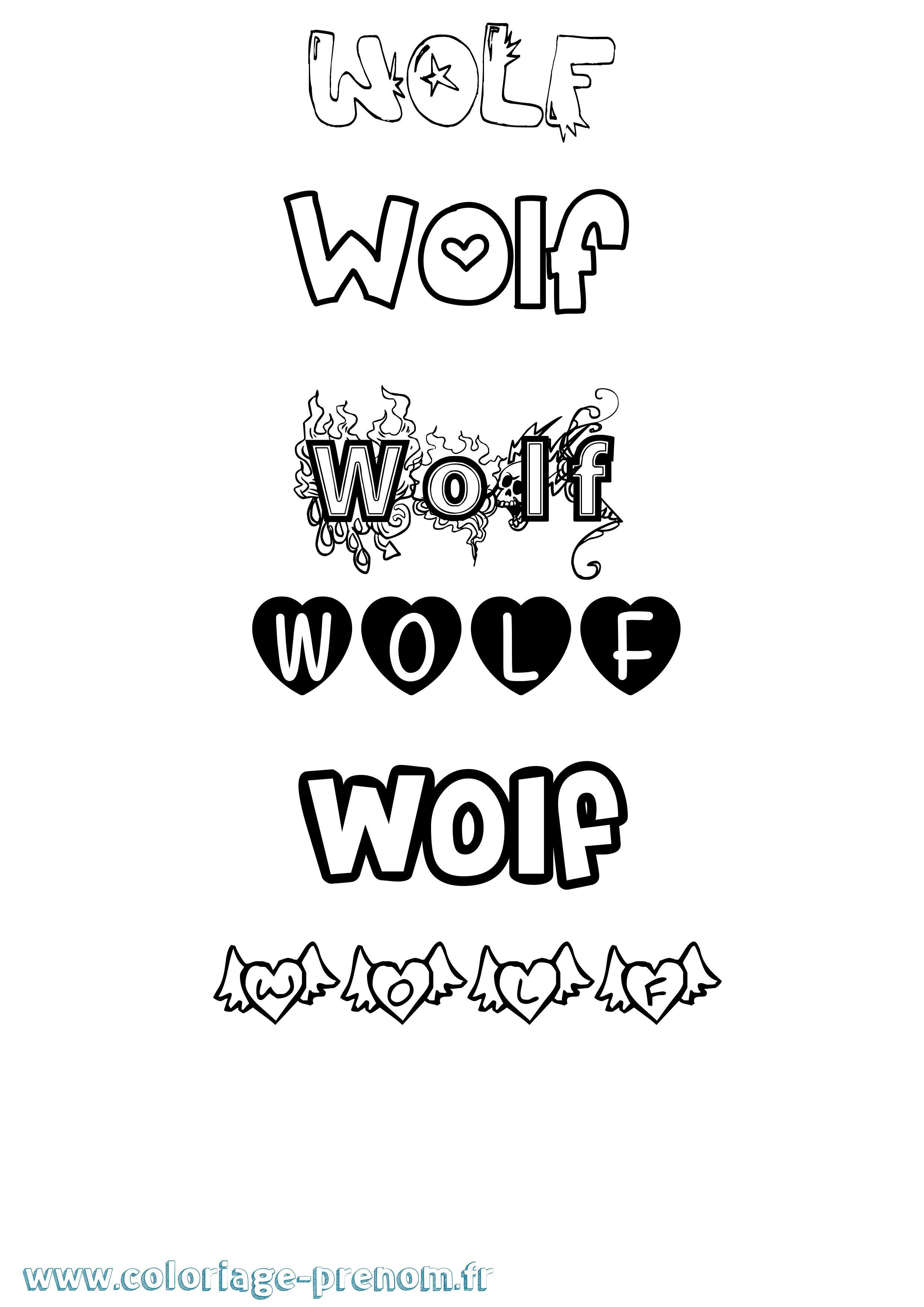 Coloriage Wolf Girly Coloriage prénom Wolf Girly
