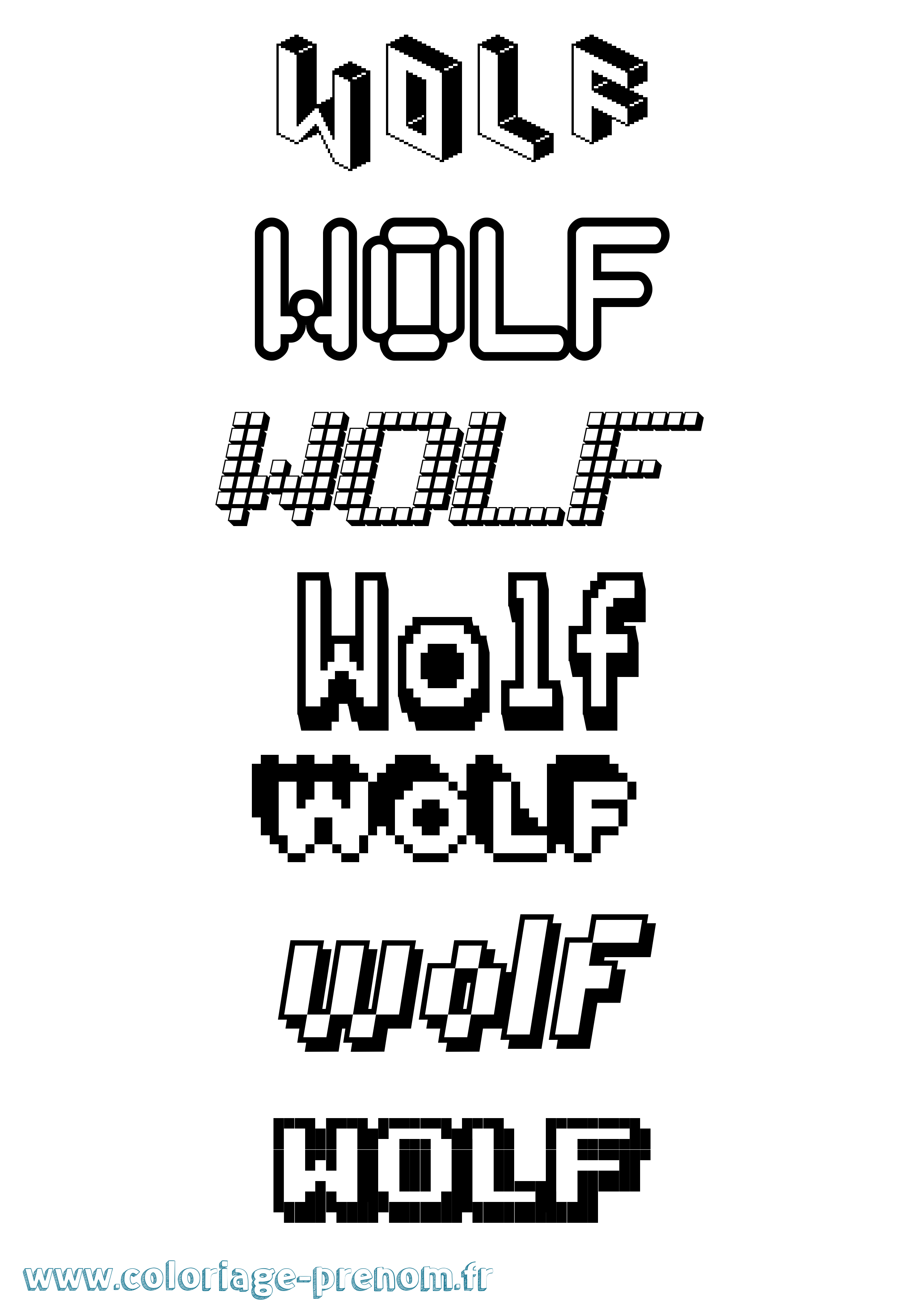 Coloriage Wolf Pixel Coloriage prénom Wolf Pixel