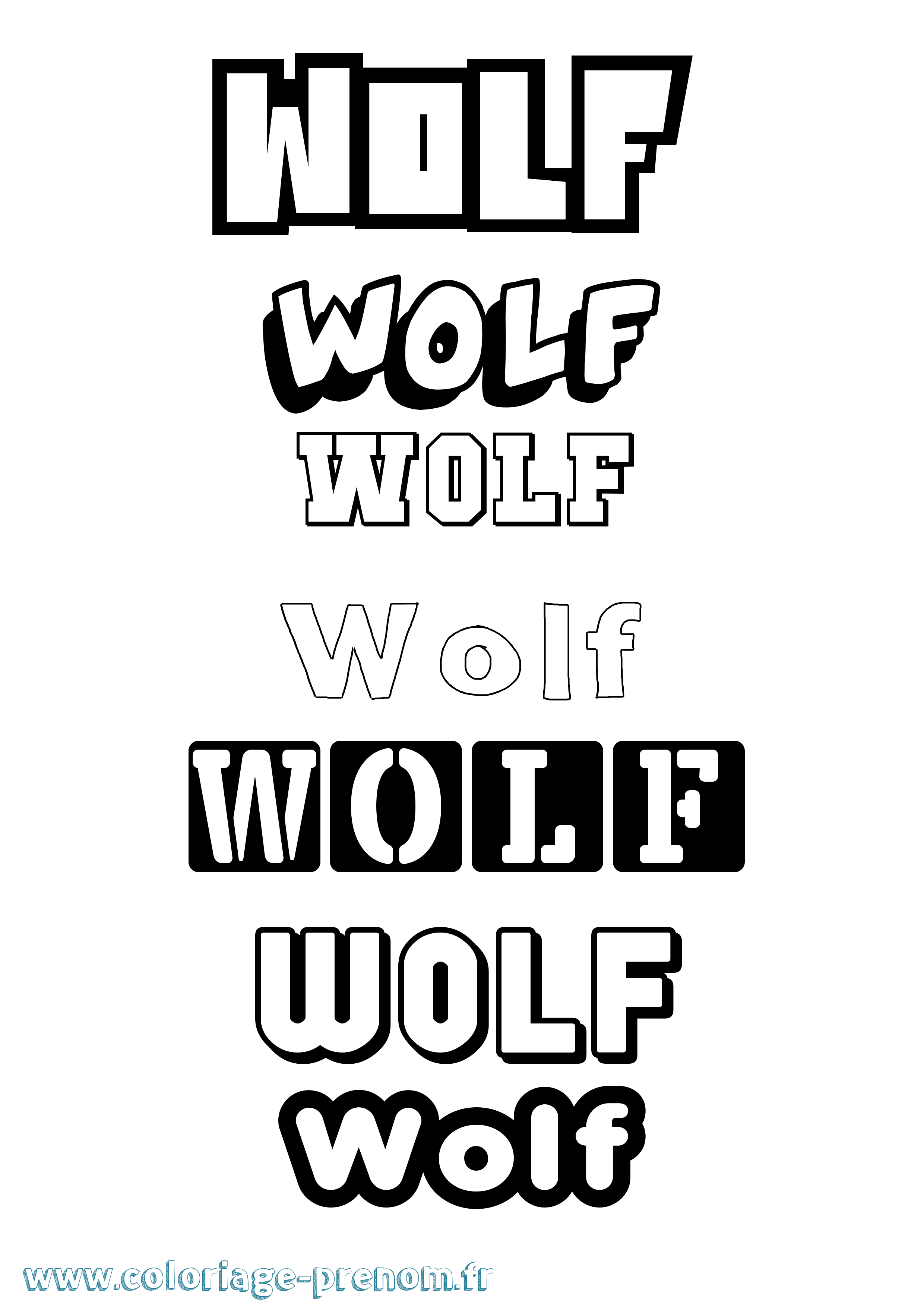 Coloriage Wolf Simple Coloriage prénom Wolf Simple