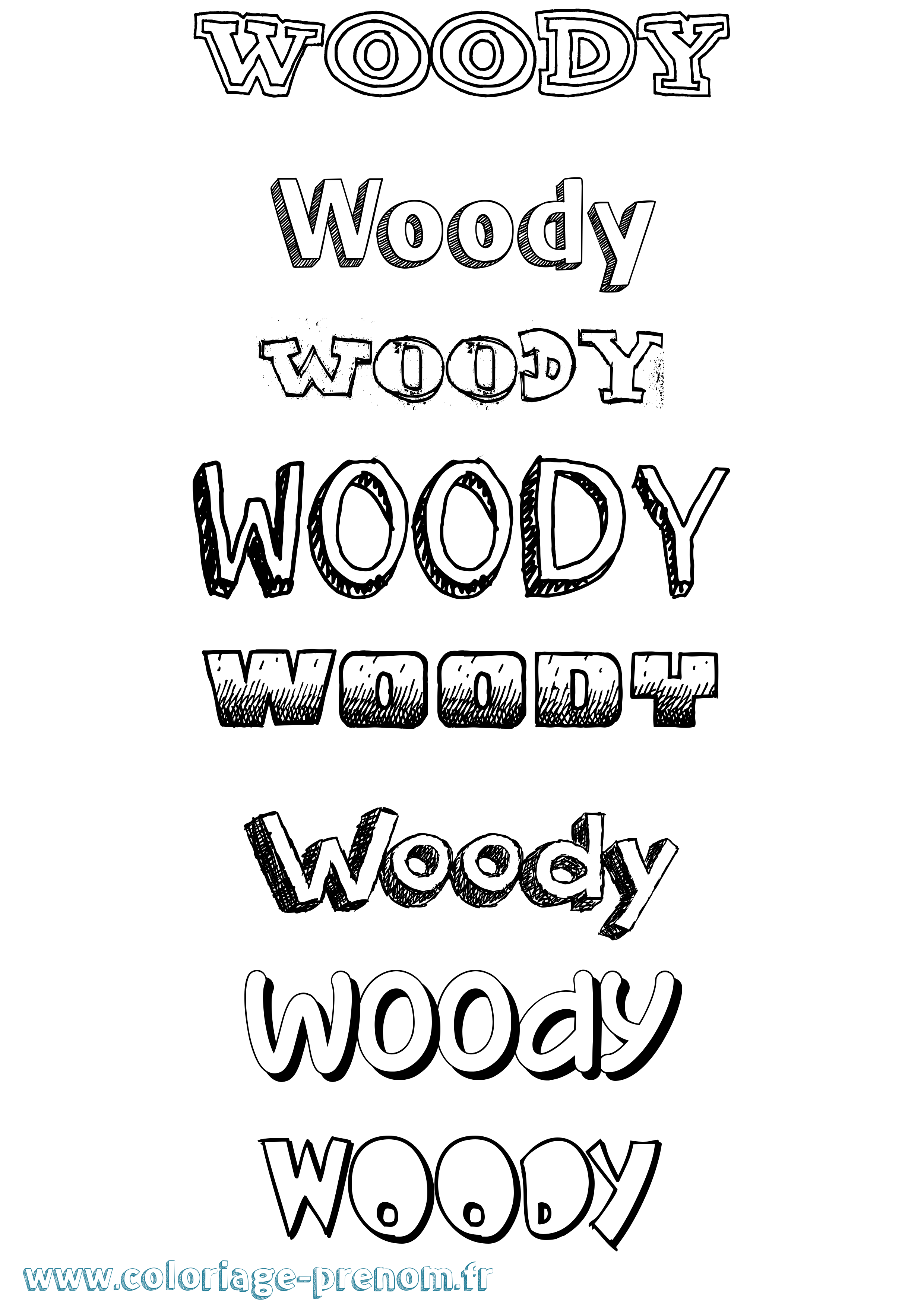 Coloriage Woody Dessiné Coloriage prénom Woody Dessiné