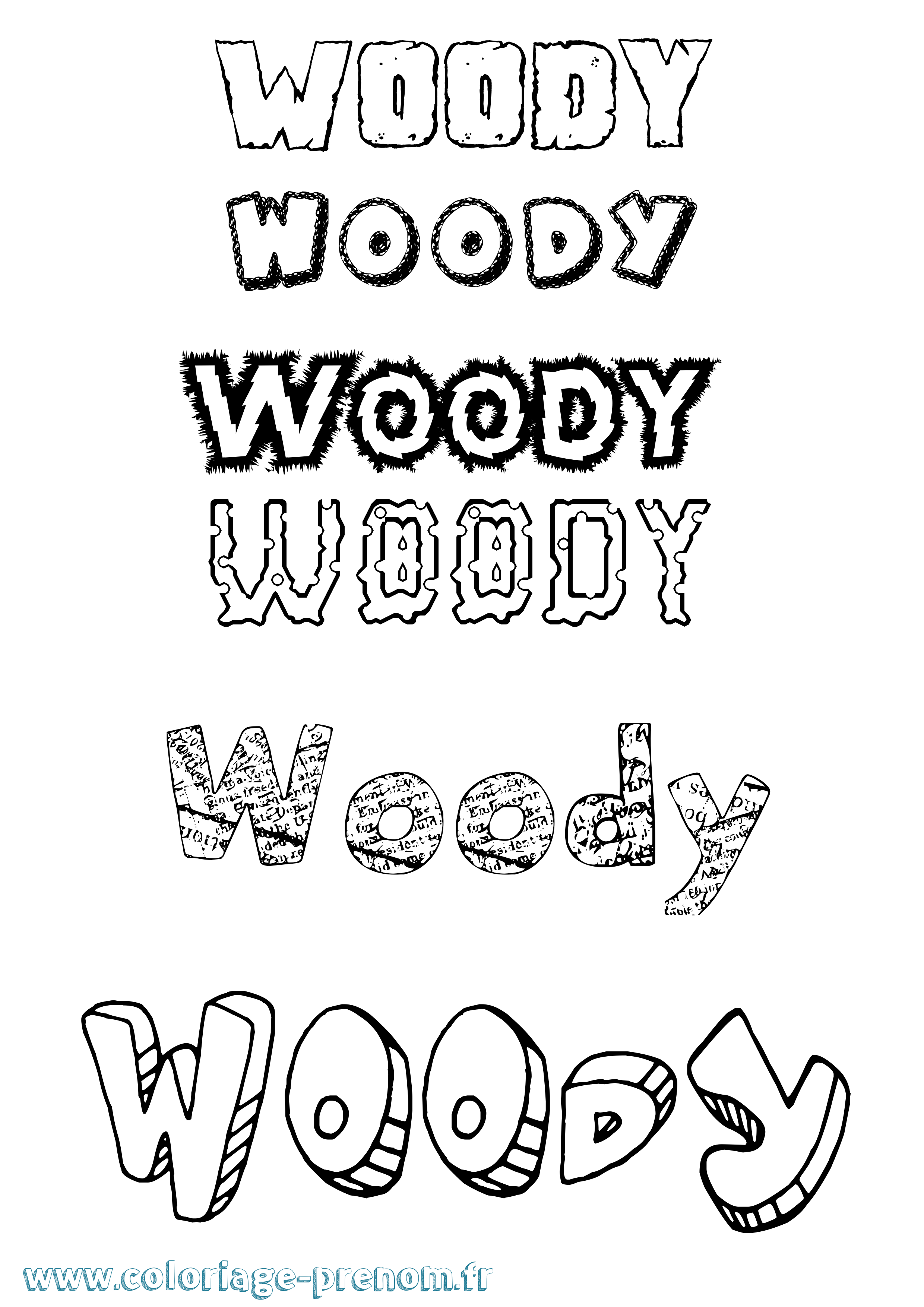 Coloriage Woody Destructuré Coloriage prénom Woody Destructuré