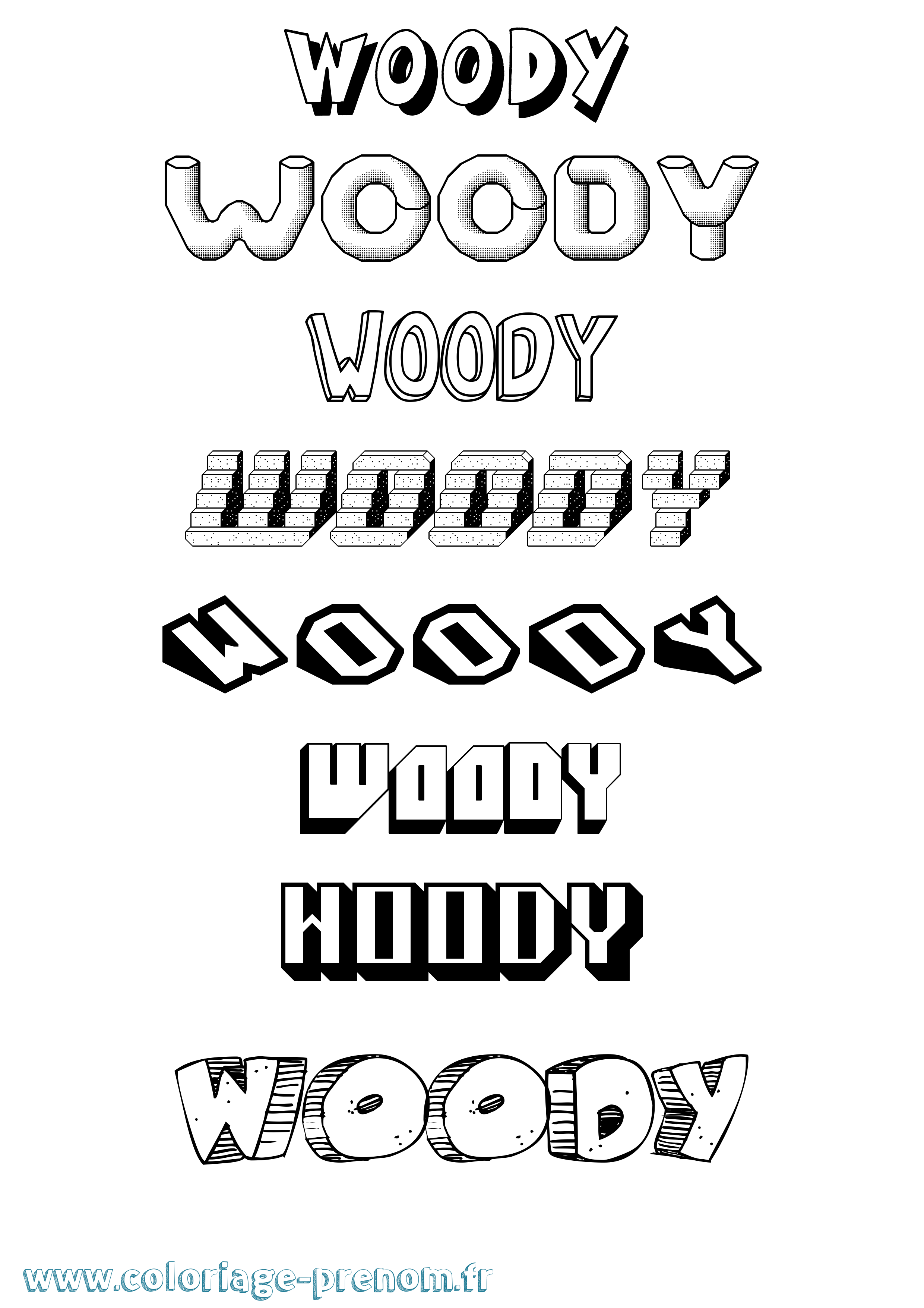 Coloriage Woody Effet 3D Coloriage prénom Woody Effet 3D