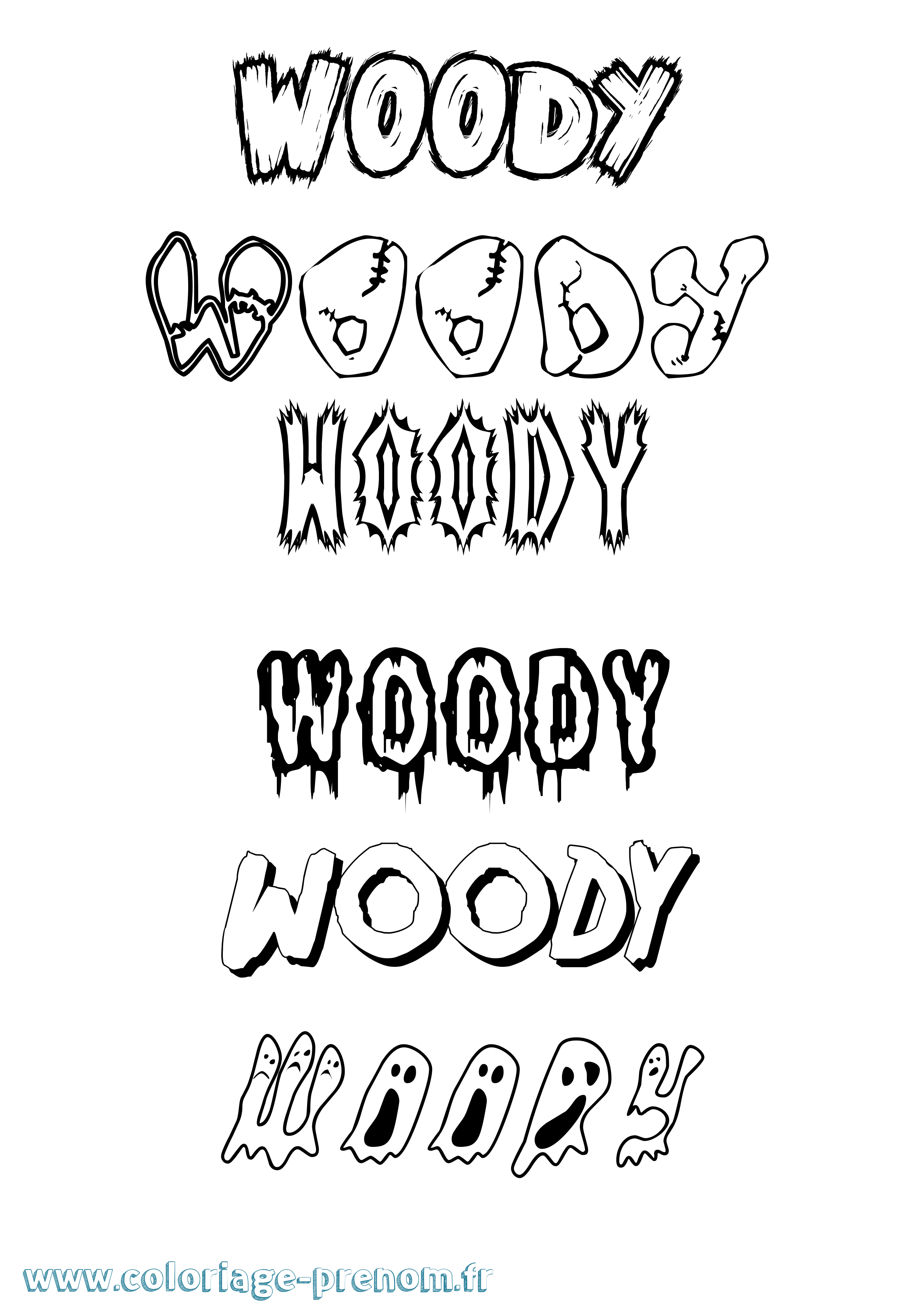 Coloriage Woody Frisson Coloriage prénom Woody Frisson
