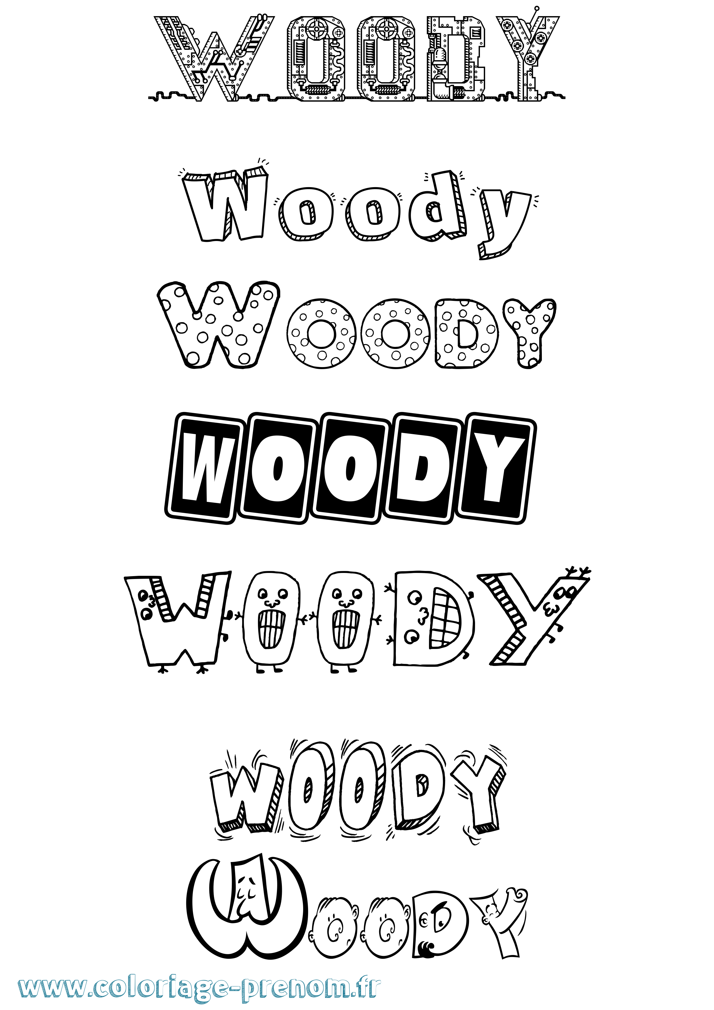 Coloriage Woody Fun Coloriage prénom Woody Fun