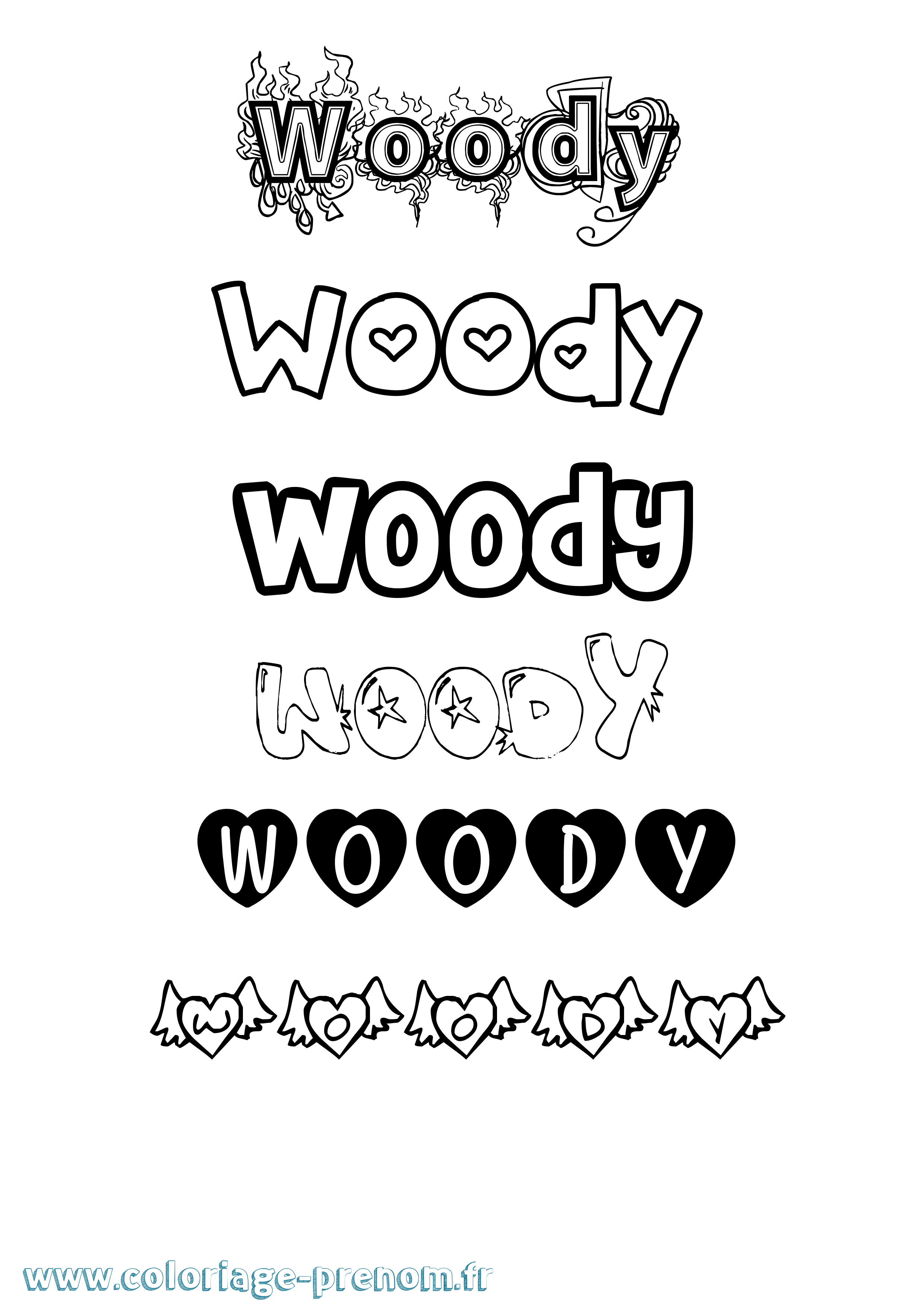 Coloriage Woody Girly Coloriage prénom Woody Girly