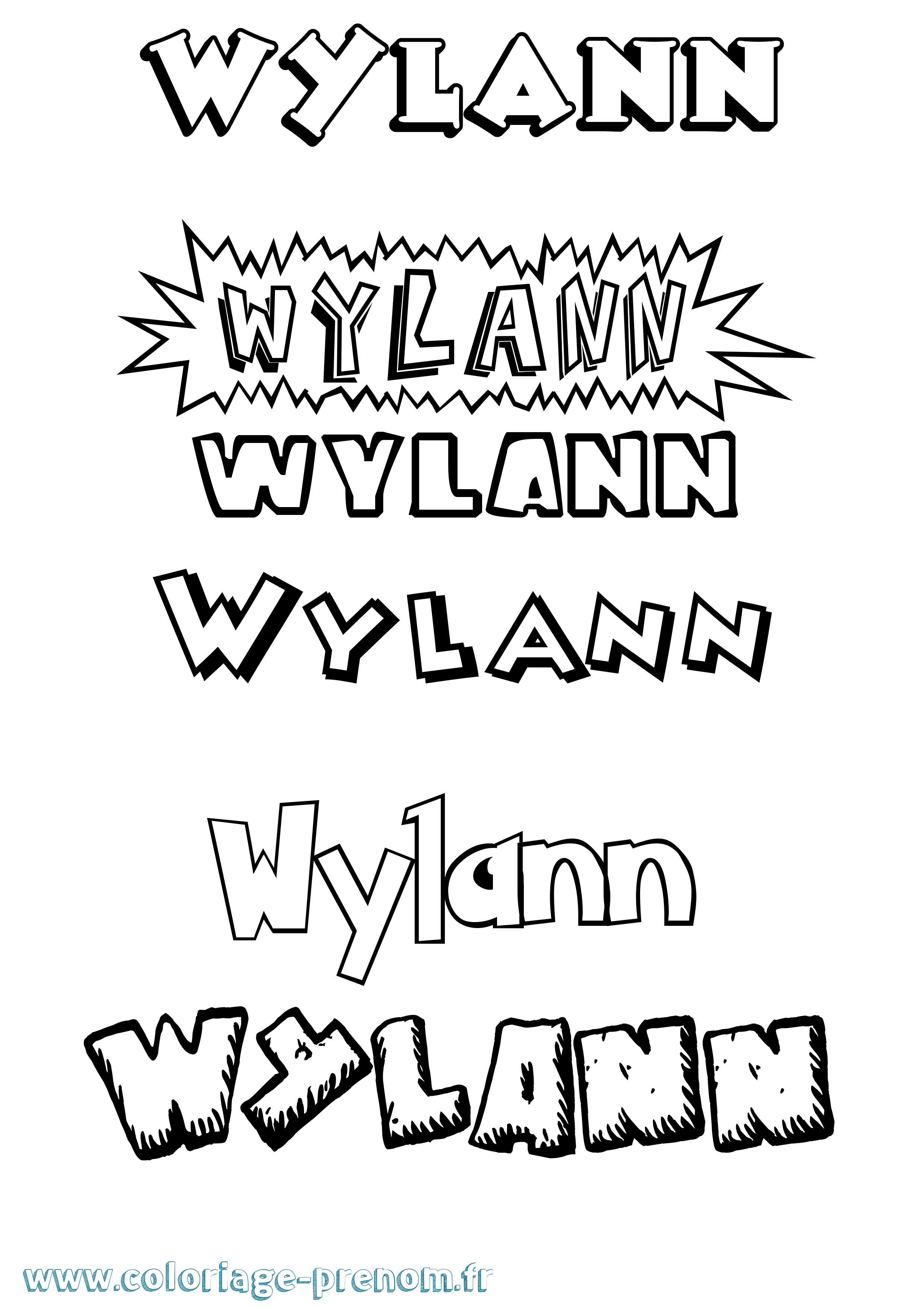 Coloriage Wylann Dessin Animé Coloriage prénom Wylann Dessin Animé
