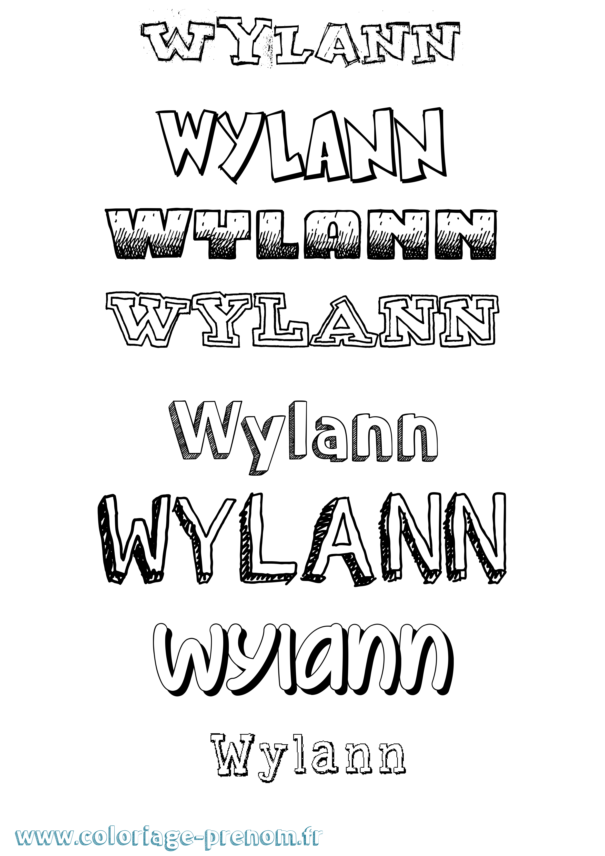 Coloriage Wylann Dessiné Coloriage prénom Wylann Dessiné