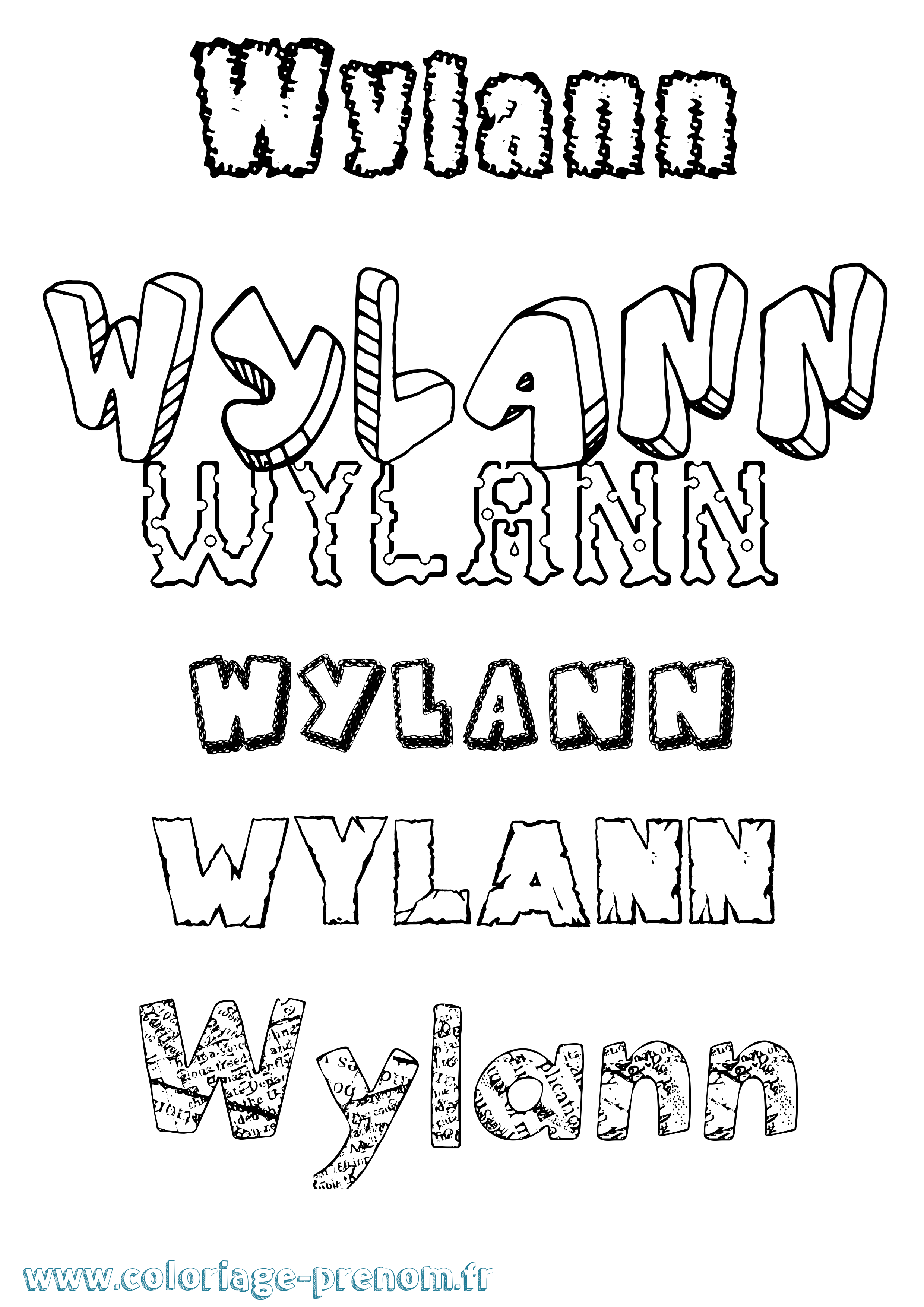 Coloriage Wylann Destructuré Coloriage prénom Wylann Destructuré