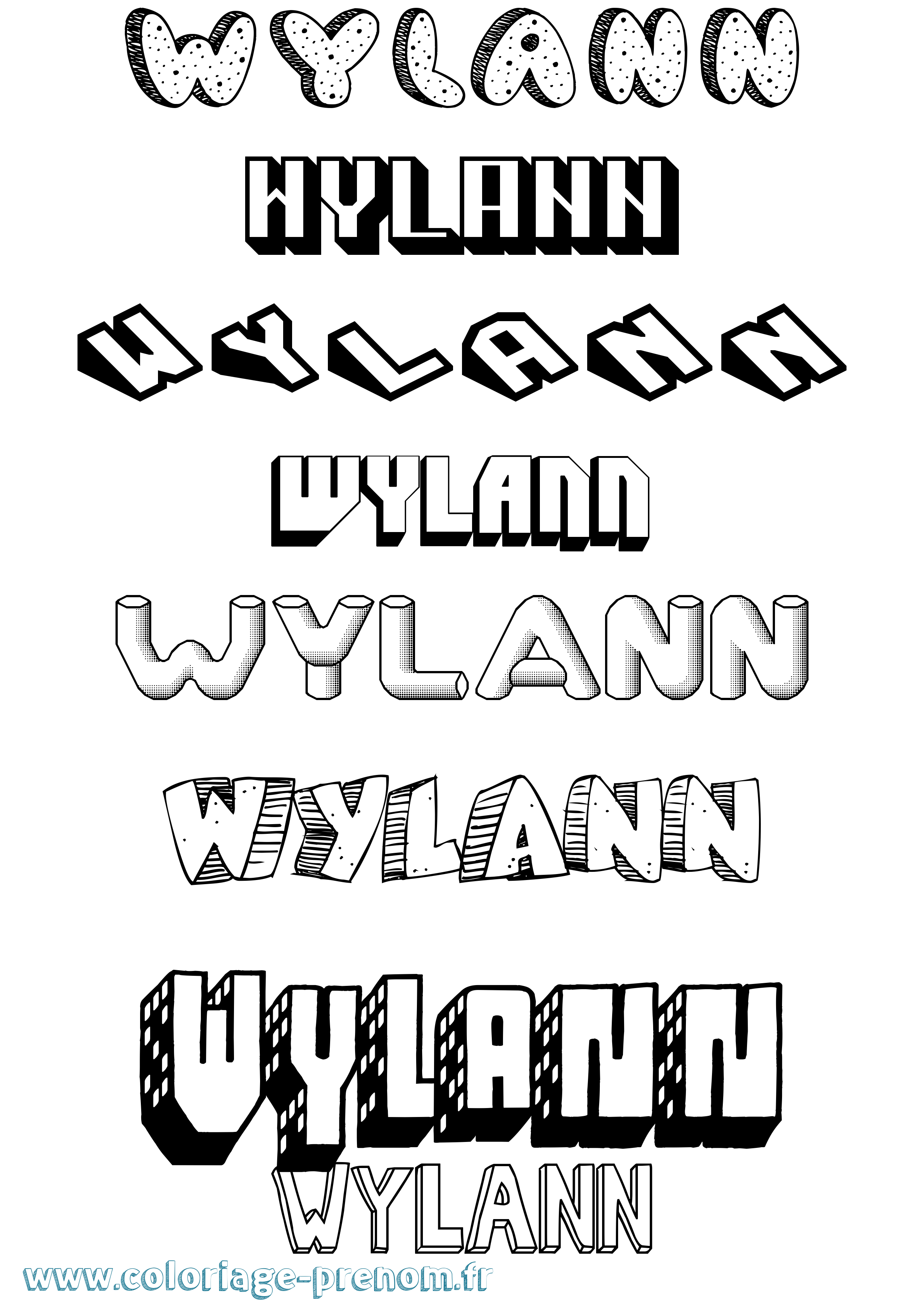 Coloriage Wylann Effet 3D Coloriage prénom Wylann Effet 3D