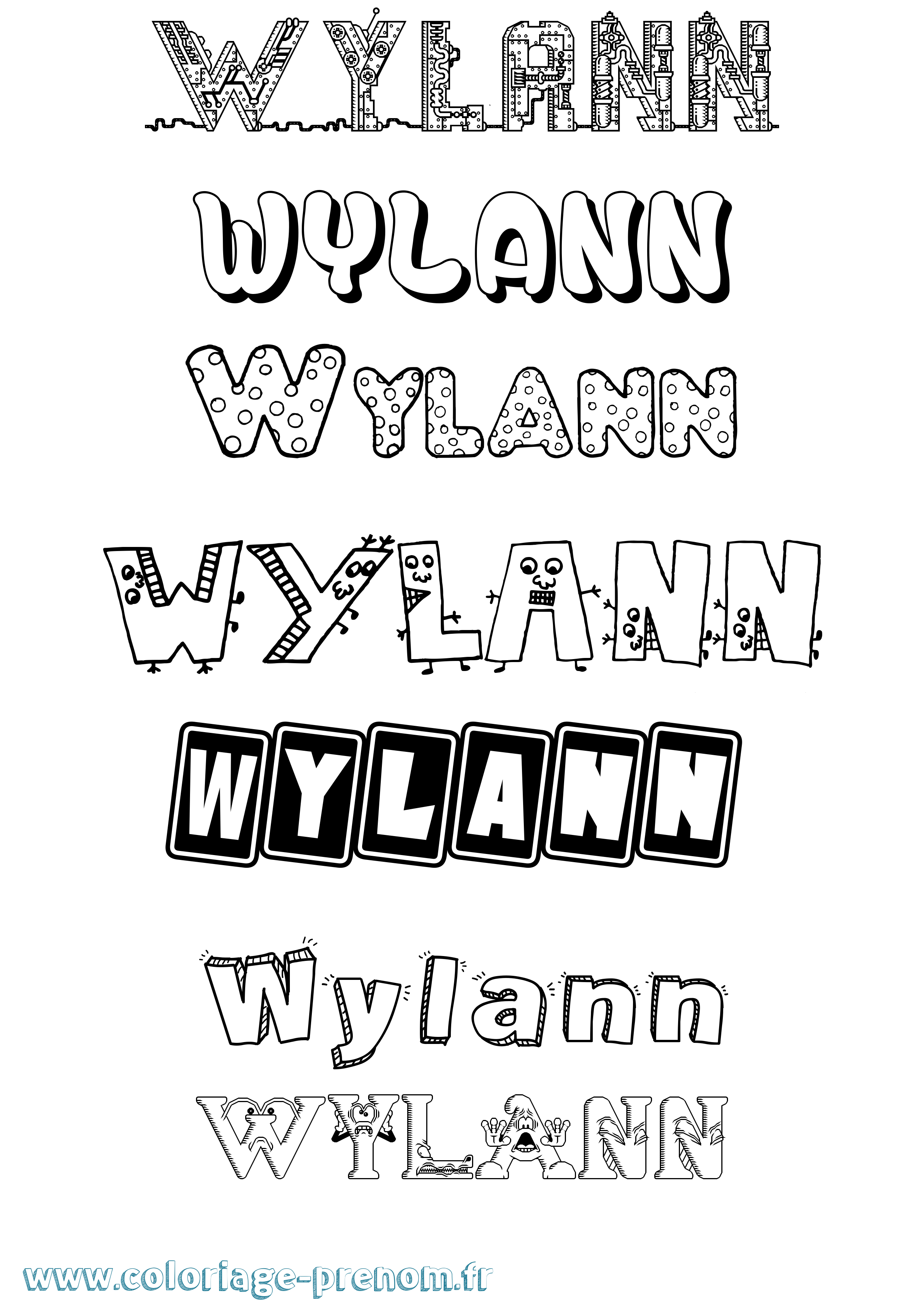 Coloriage Wylann Fun Coloriage prénom Wylann Fun