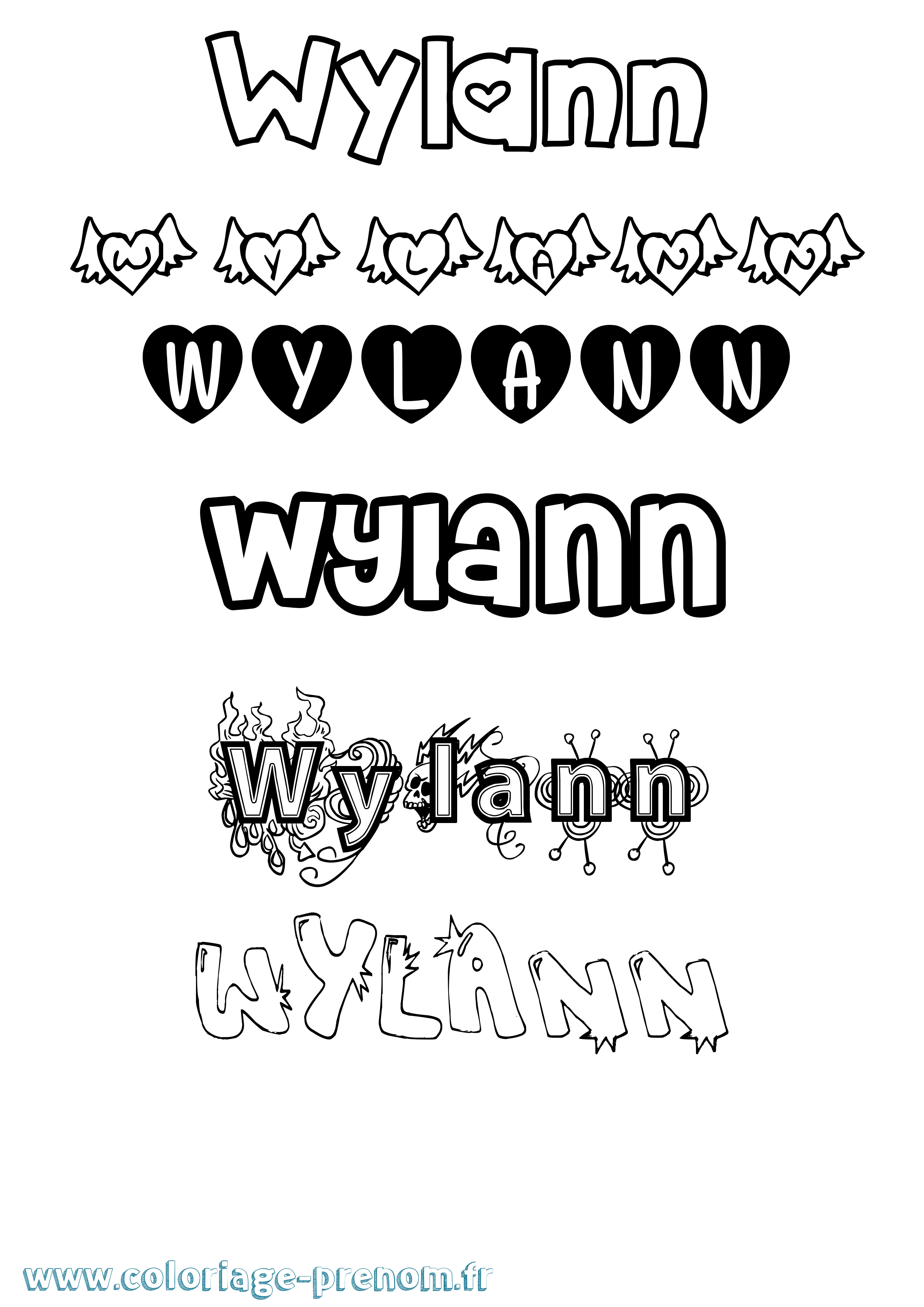 Coloriage Wylann Girly Coloriage prénom Wylann Girly