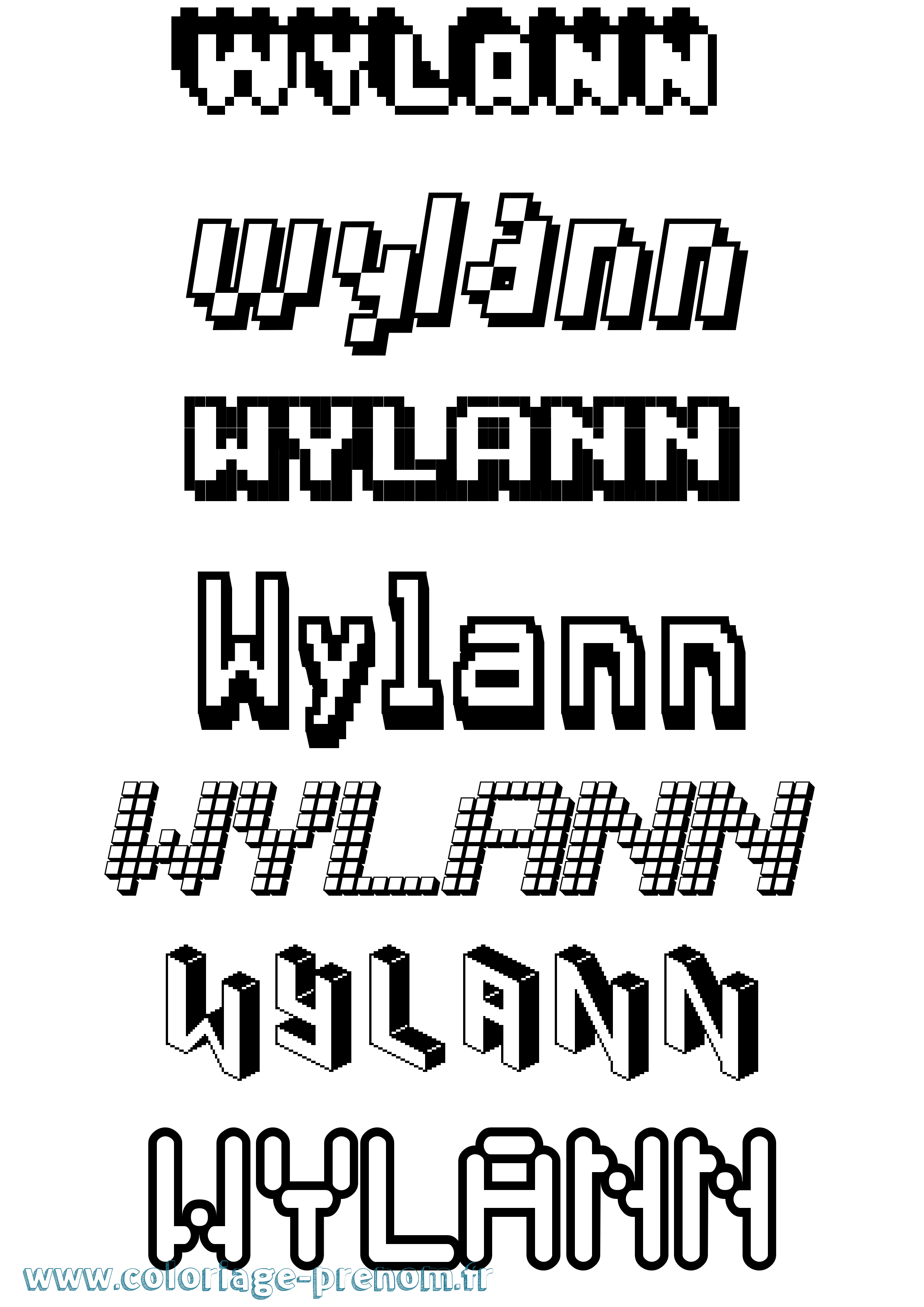 Coloriage Wylann Pixel Coloriage prénom Wylann Pixel