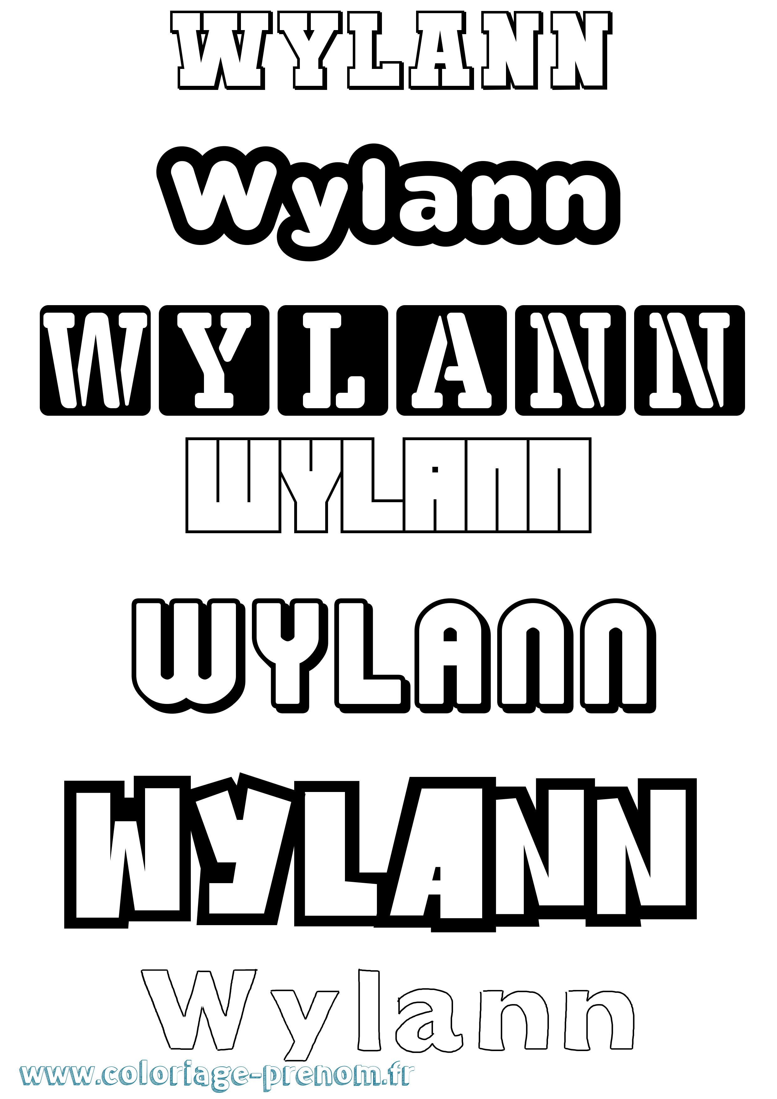 Coloriage Wylann Simple Coloriage prénom Wylann Simple