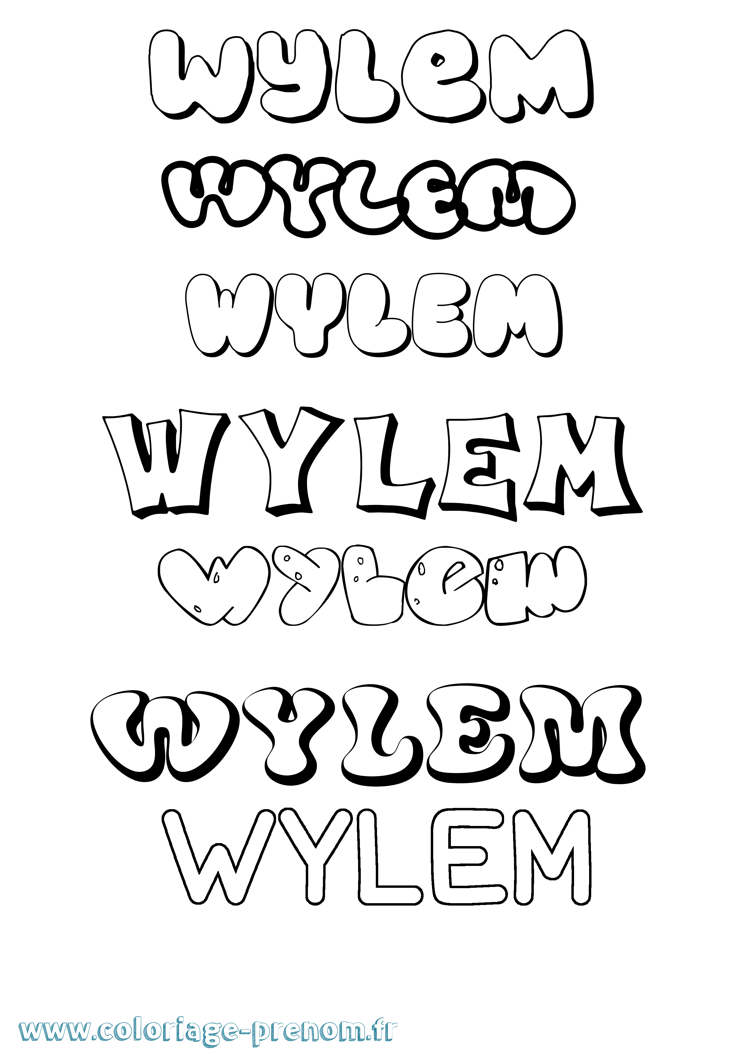 Coloriage Wylem Bubble Coloriage prénom Wylem Bubble