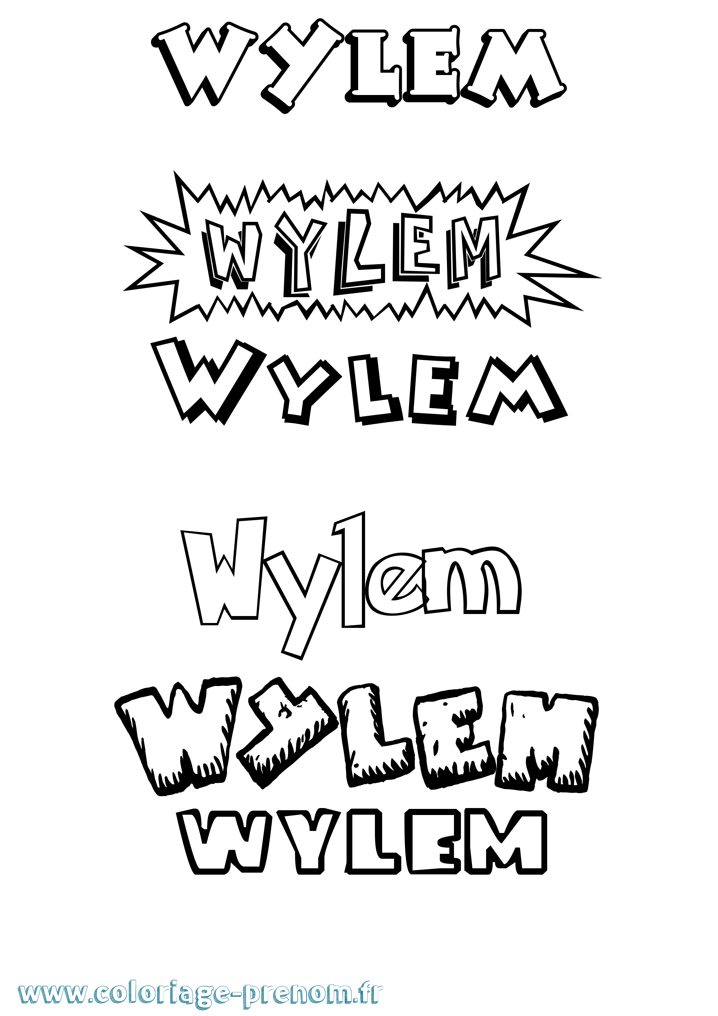 Coloriage Wylem Dessin Animé Coloriage prénom Wylem Dessin Animé