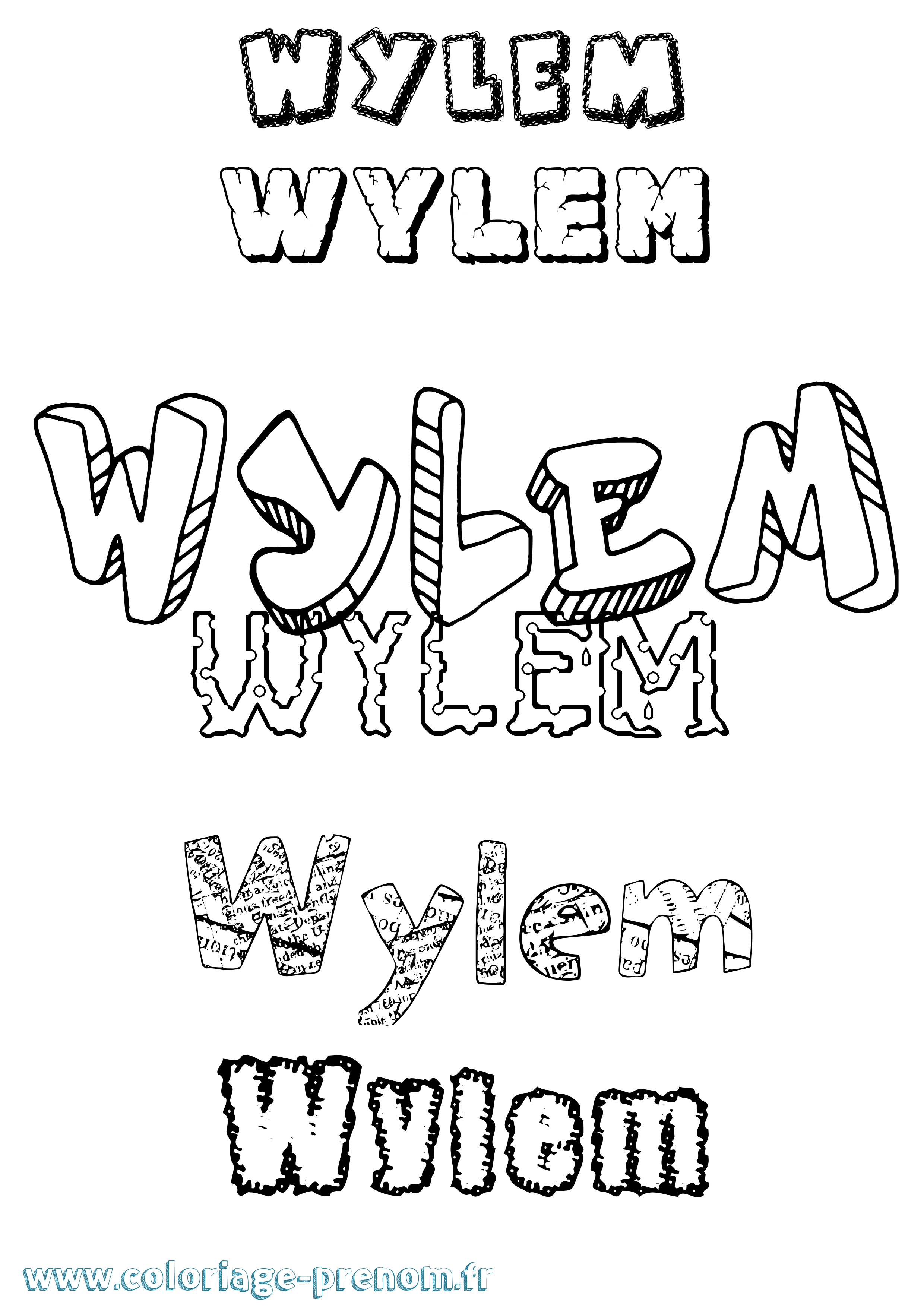 Coloriage Wylem Destructuré Coloriage prénom Wylem Destructuré