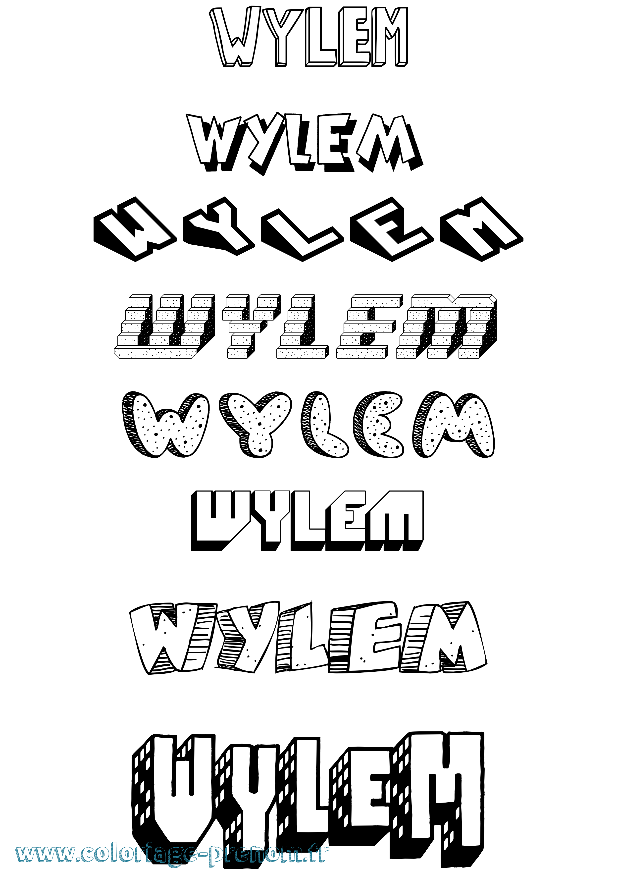 Coloriage Wylem Effet 3D Coloriage prénom Wylem Effet 3D